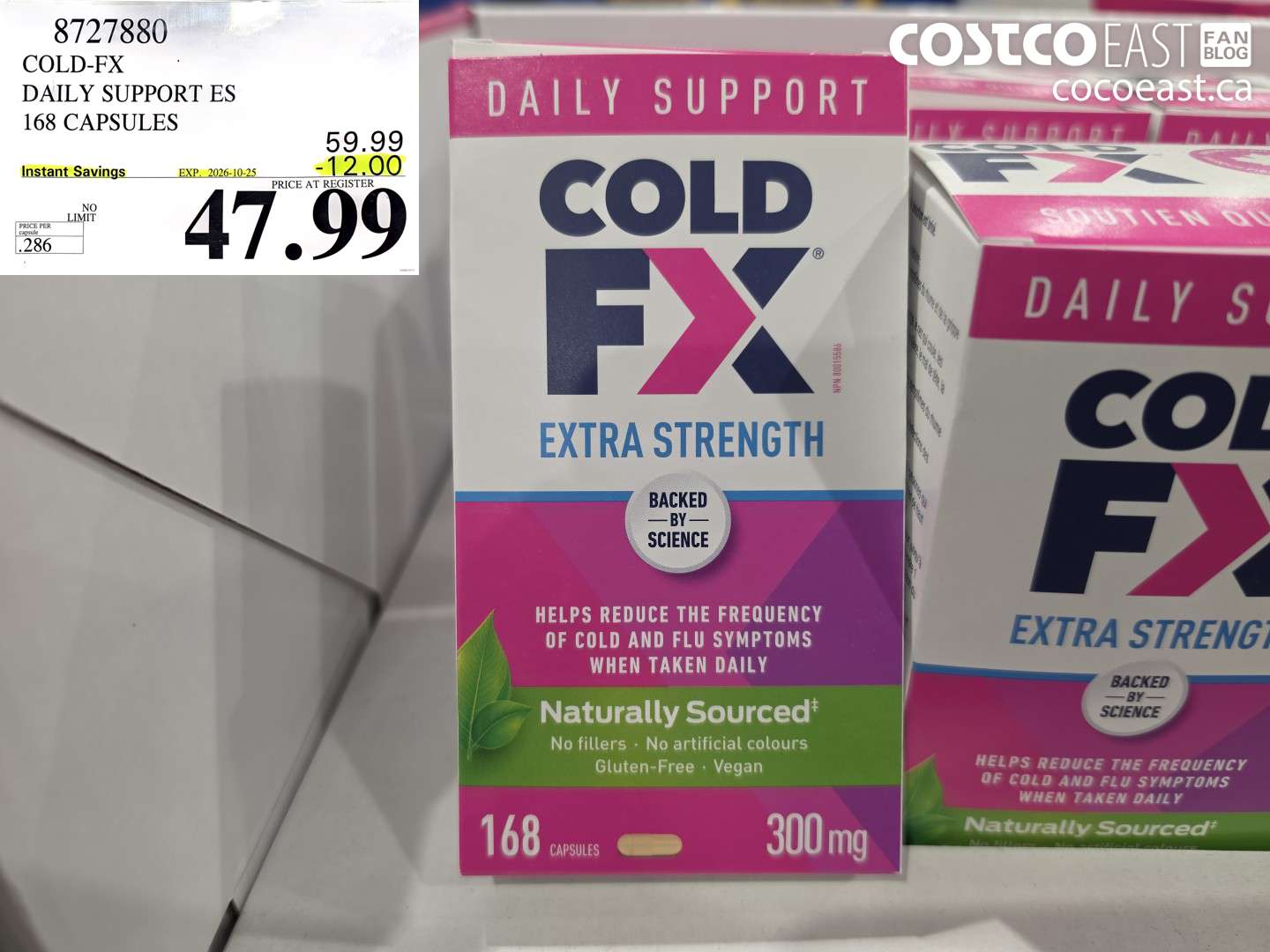 8727880 COLD-FX DAILY SUPPORT ES 168 CAPSULES ($12.00 INSTANT SAVINGS EXPIRES ON 2026-10-25) $47.99