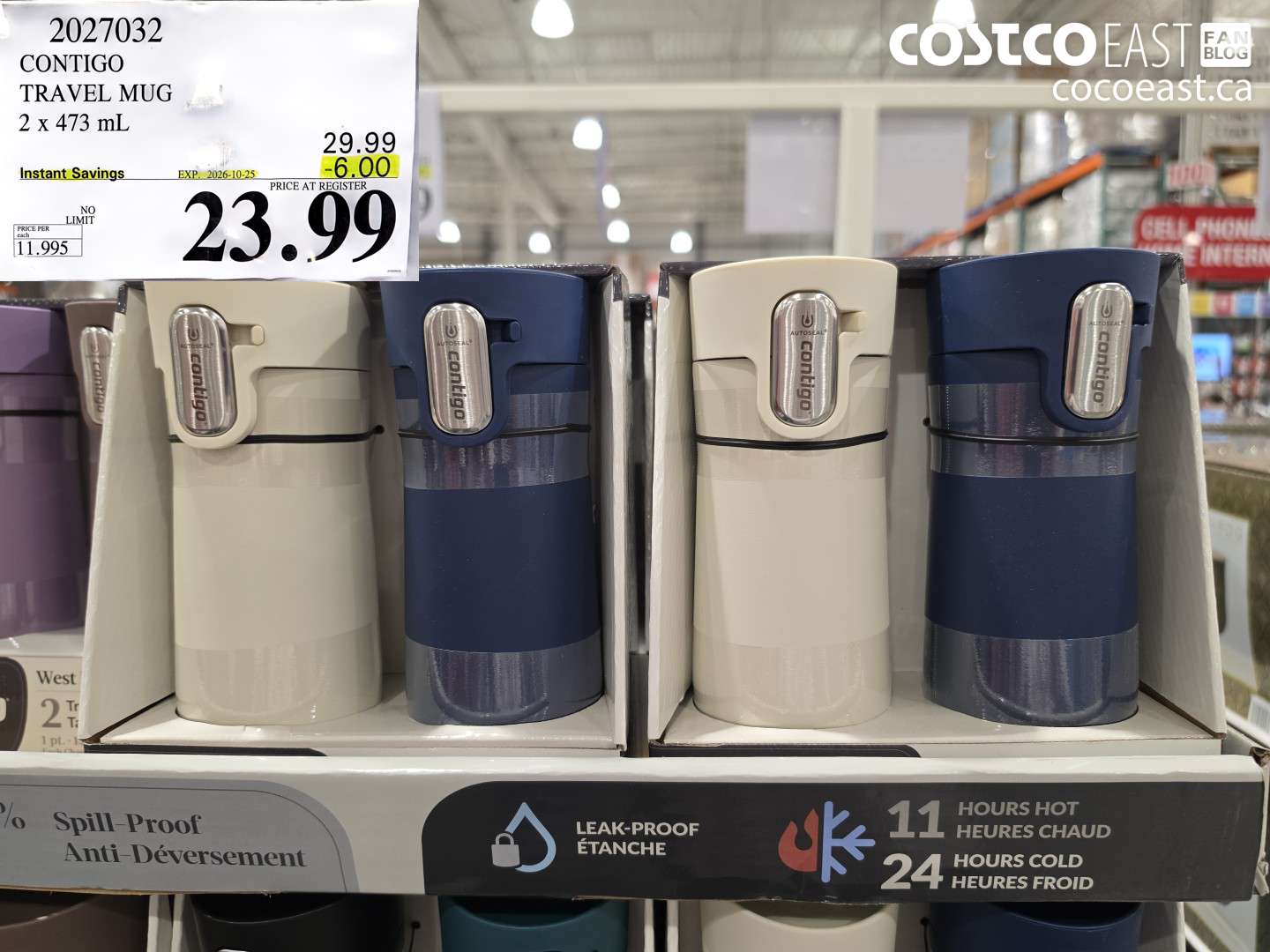 2027032 CONTIGO TRAVEL MUG 2 X 473 ML ($6.00 INSTANT SAVINGS EXPIRES ON 2026-10-25) $23.99