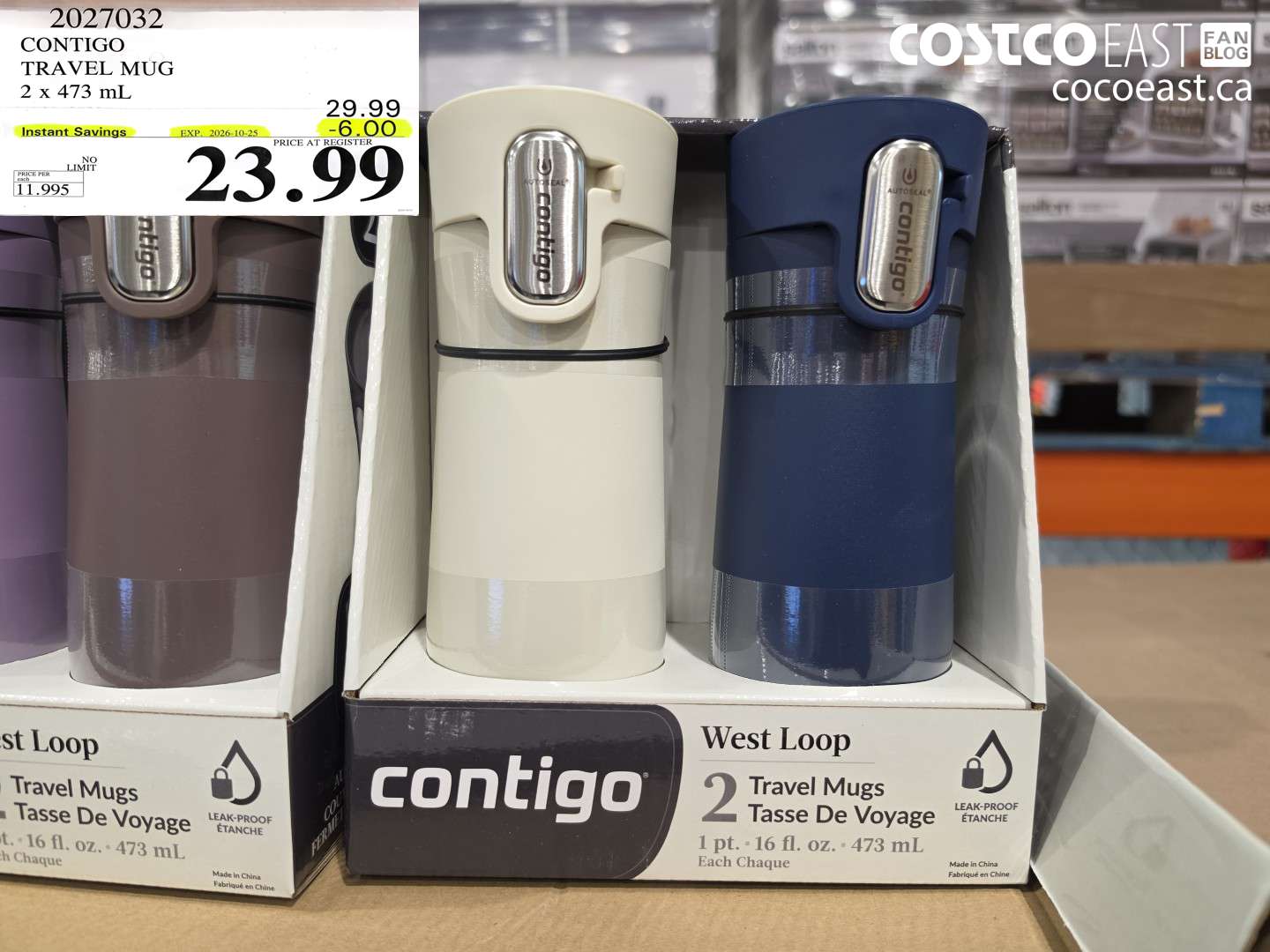 2027032 CONTIGO TRAVEL MUG 2 X 473 ML ($6.00 INSTANT SAVINGS EXPIRES ON 2026-10-25) $23.99