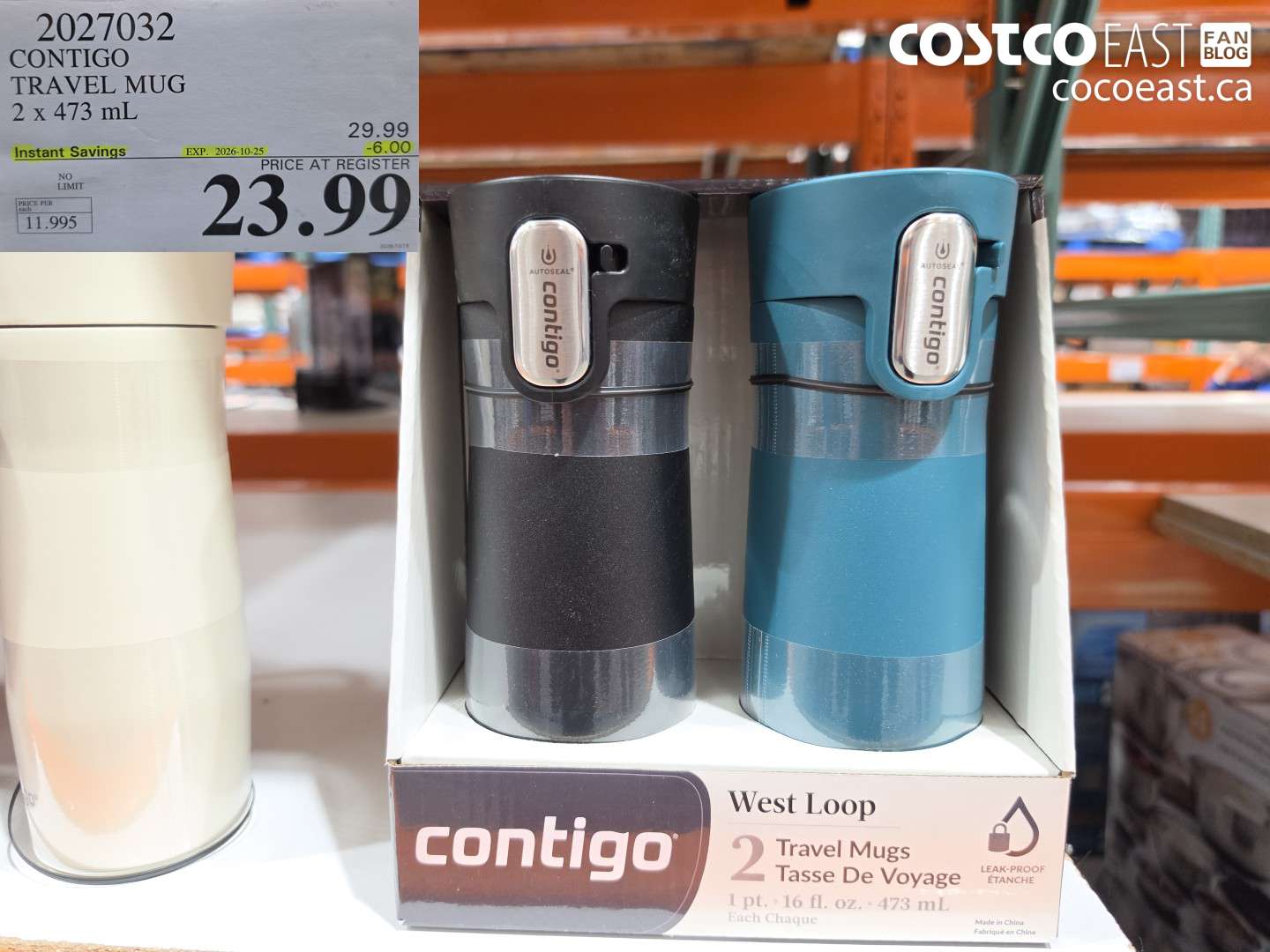 2027032 CONTIGO TRAVEL MUG 2 X 473 ML ($6.00 INSTANT SAVINGS EXPIRES ON 2026-10-25) $23.99