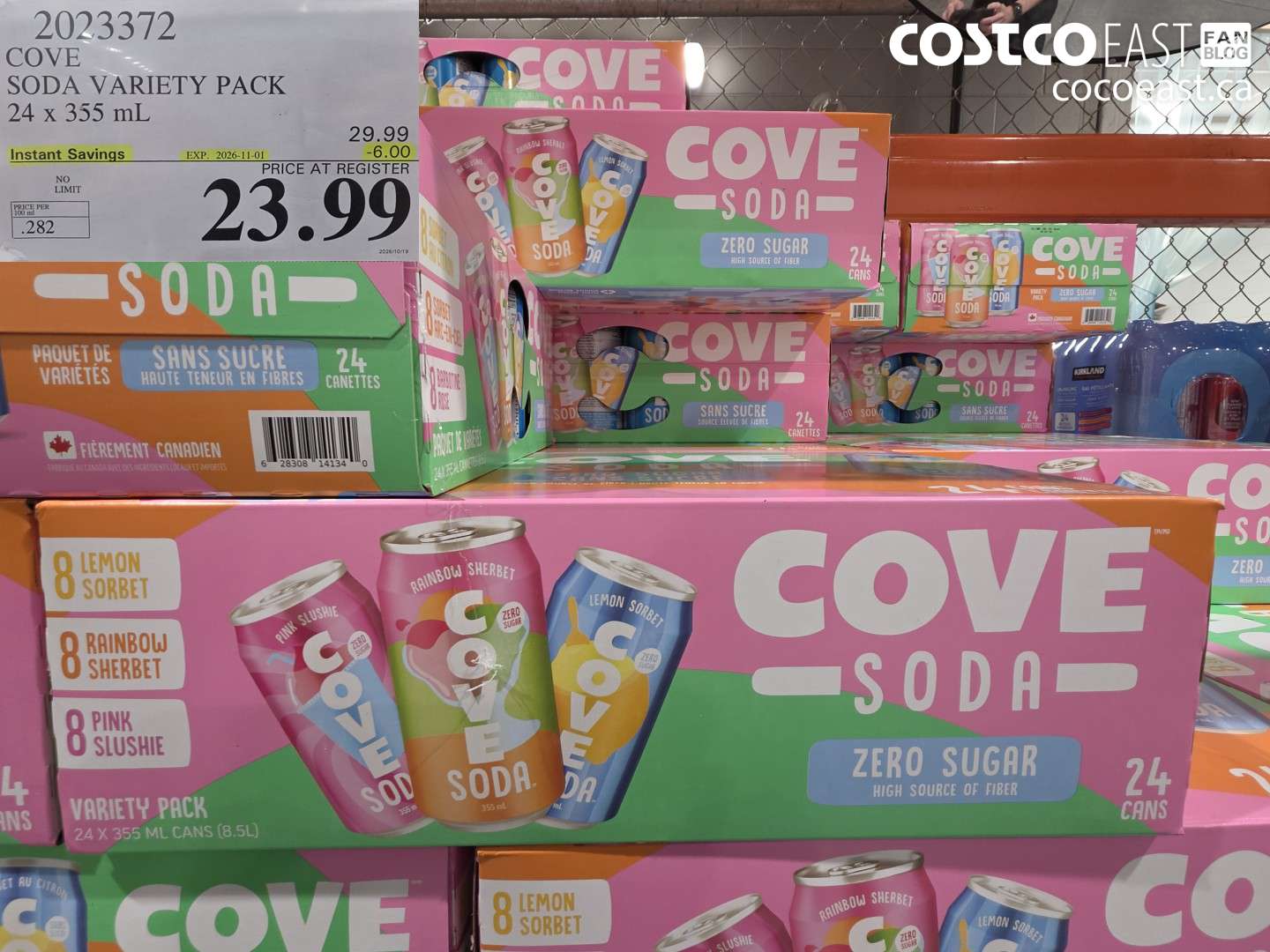 2023372 COVE SODA VARIETY PACK 24 X 355 ML ($6.00 INSTANT SAVINGS EXPIRES ON 2026-11-01) $23.99