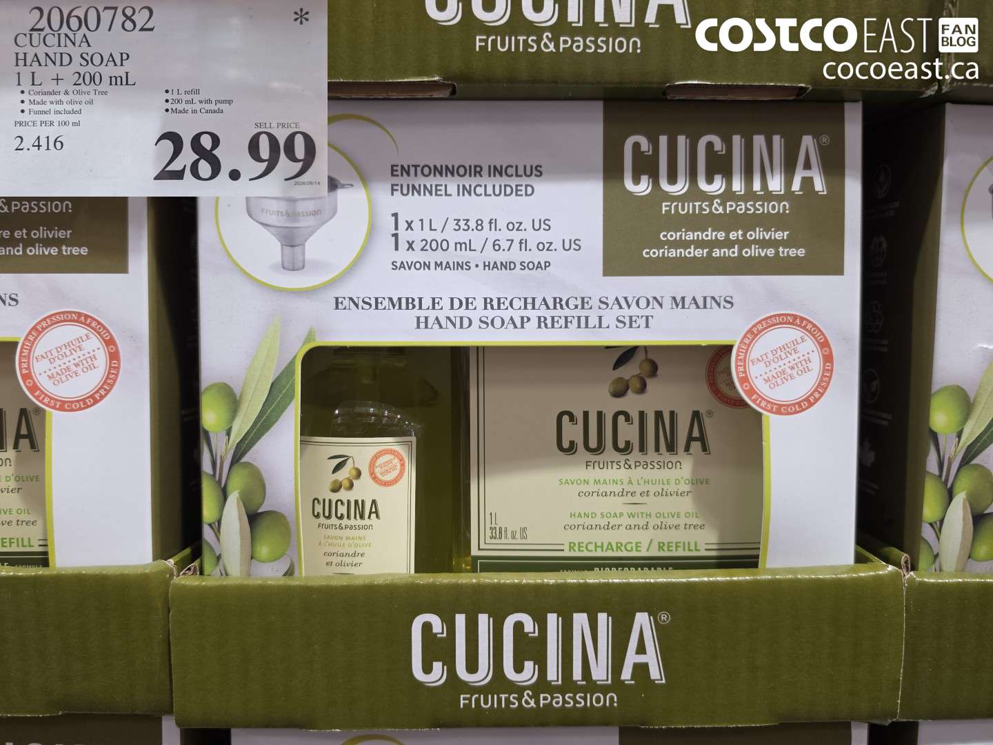 2060782 CUCINA HAND SOAP 1 L + 200 ML $28.99