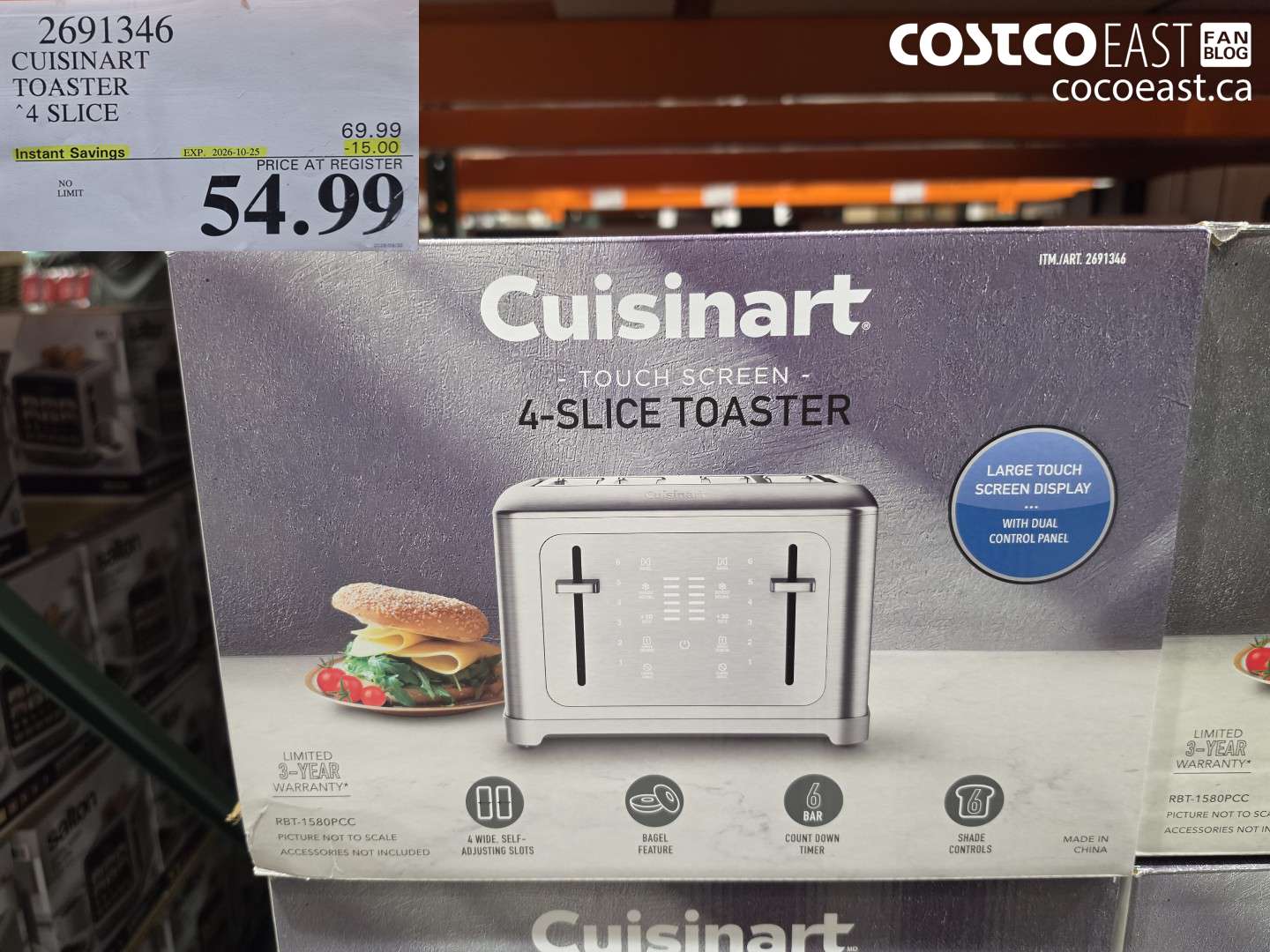 2691346 CUISINART TOASTER 4 SLICE ($15.00 INSTANT SAVINGS EXPIRES ON 2026-10-25) $54.99