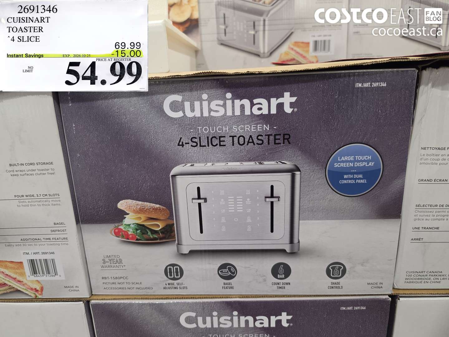 2691346 CUISINART TOASTER 4 SLICE ($15.00 INSTANT SAVINGS EXPIRES ON 2026-10-25) $54.99
