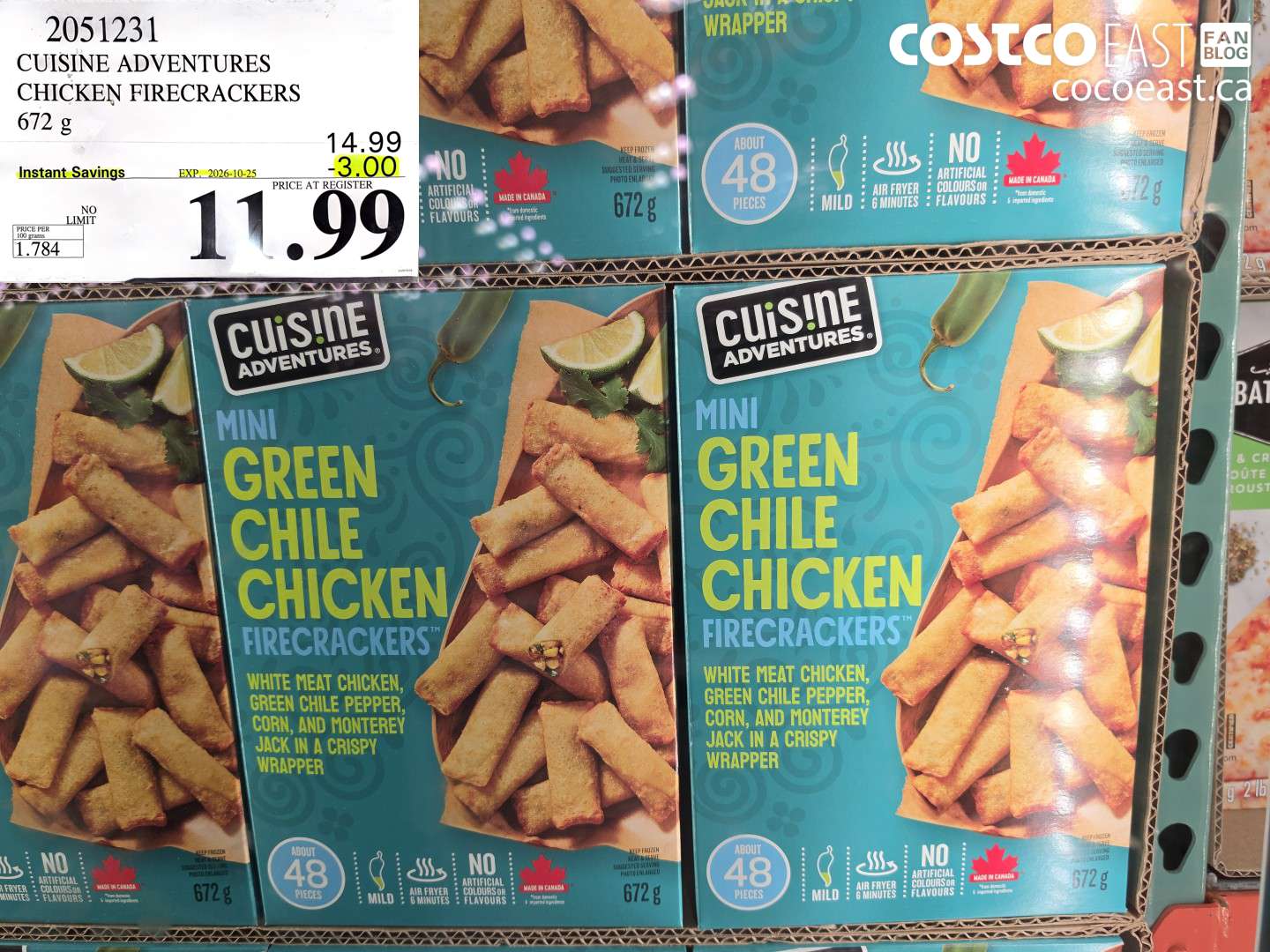 2051231 CUISINE ADVENTURES CHICKEN FIRECRACKERS 672 G ($3.00 INSTANT SAVINGS EXPIRES ON 2026-10-25) $11.99