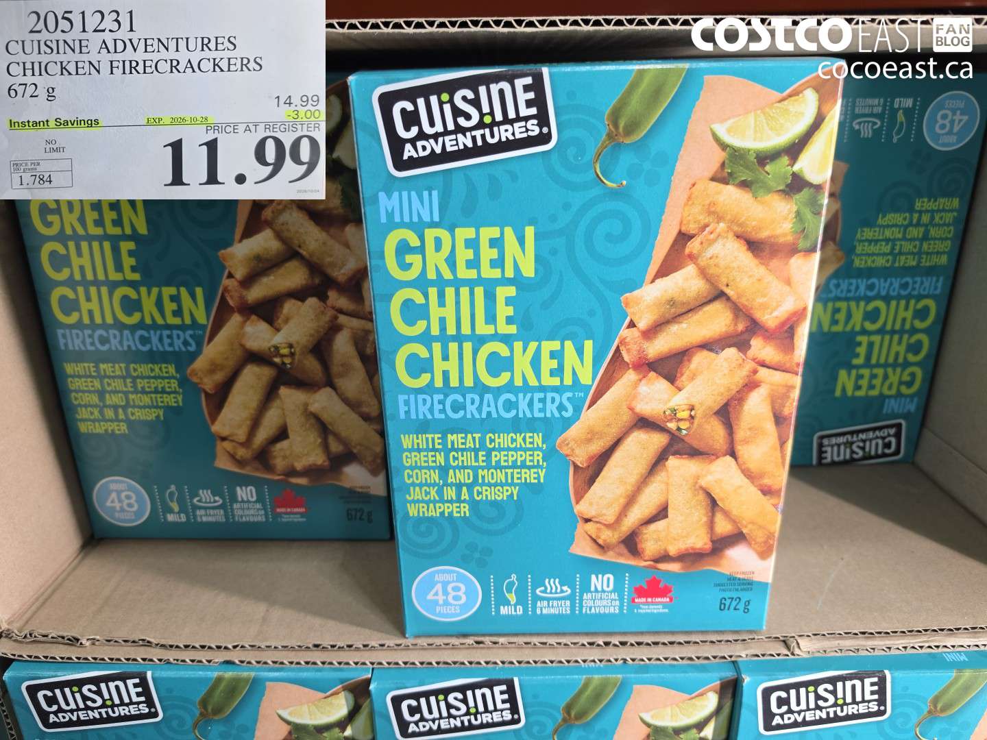 2051231 CUISINE ADVENTURES CHICKEN FIRECRACKERS 672 G ($3.00 INSTANT SAVINGS EXPIRES ON 2026-10-28) $11.99