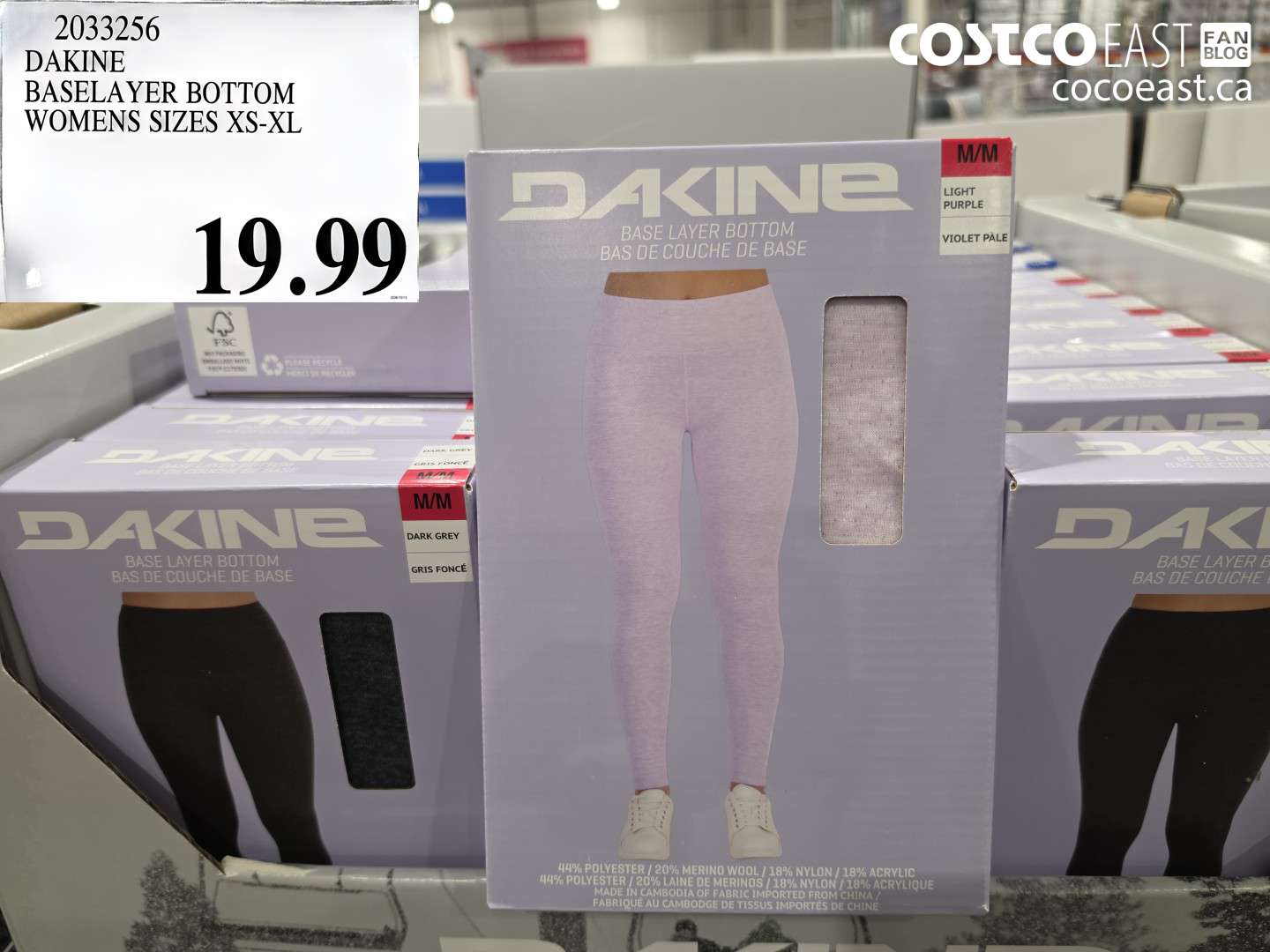 2033256 DAKINE BASELAYER BOTTOM WOMENS SIZES XS-XL $19.99