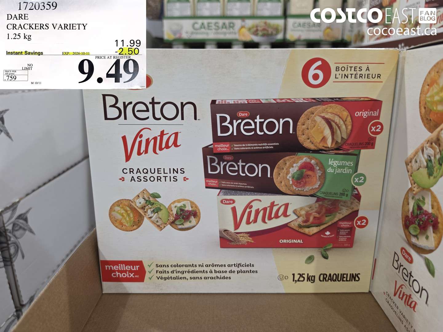 1720359 DARE CRACKERS VARIETY 1.25 KG ($2.50 INSTANT SAVINGS EXPIRES ON 2026-10-11) $9.49