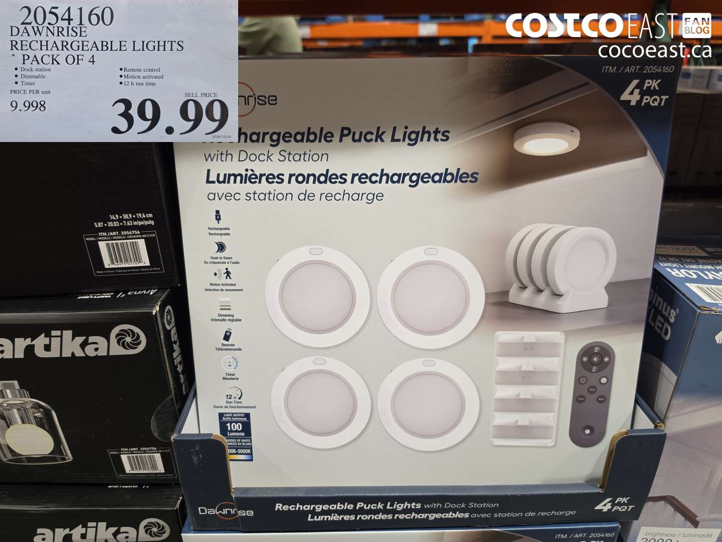2054160 DAWNRISE RECHARGEABLE LIGHTS PACK OF 4 $39.99