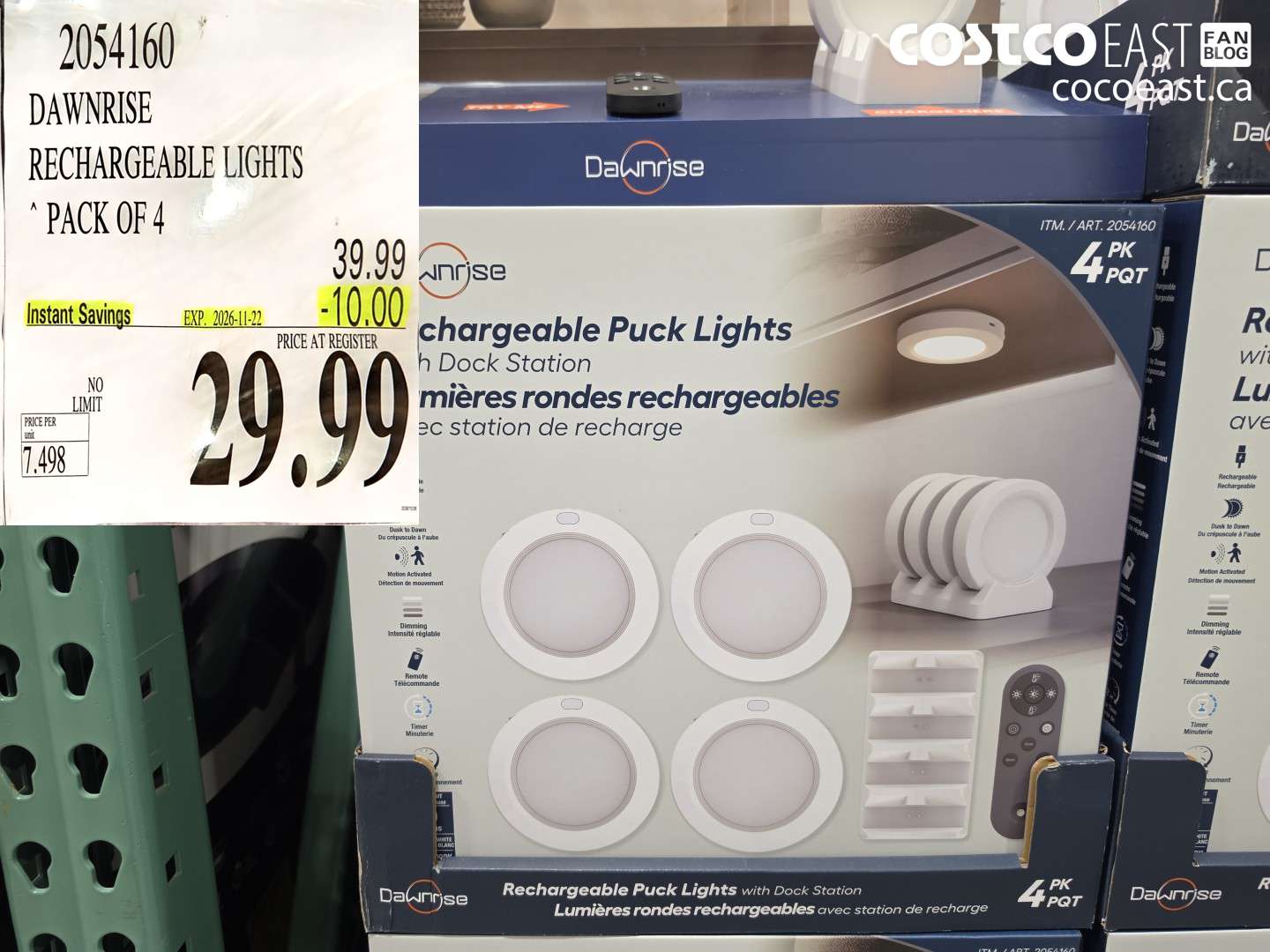 2054160 DAWNRISE RECHARGEABLE LIGHTS PACK OF 4 ($10.00 INSTANT SAVINGS EXPIRES ON 2026-11-22) $29.99