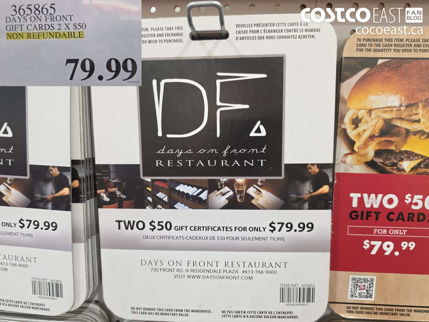365865 DAYS ON FRONT GIFT CARDS 2 X $50 NON REFUNDABLE $79.99