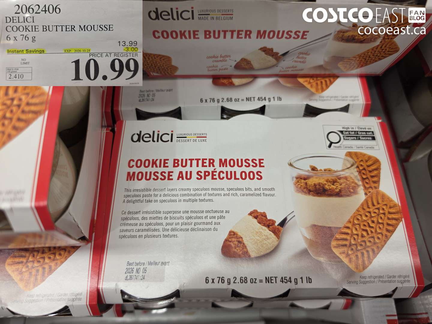 2062406 DELICI COOKIE BUTTER MOUSSE 6 X 76 G ($3.00 INSTANT SAVINGS EXPIRES ON 2026-10-25) $10.99