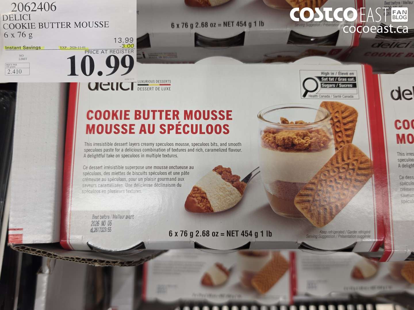 2062406 DELICI COOKIE BUTTER MOUSSE 6 X 76 G ($3.00 INSTANT SAVINGS EXPIRES ON 2026-11-01) $10.99
