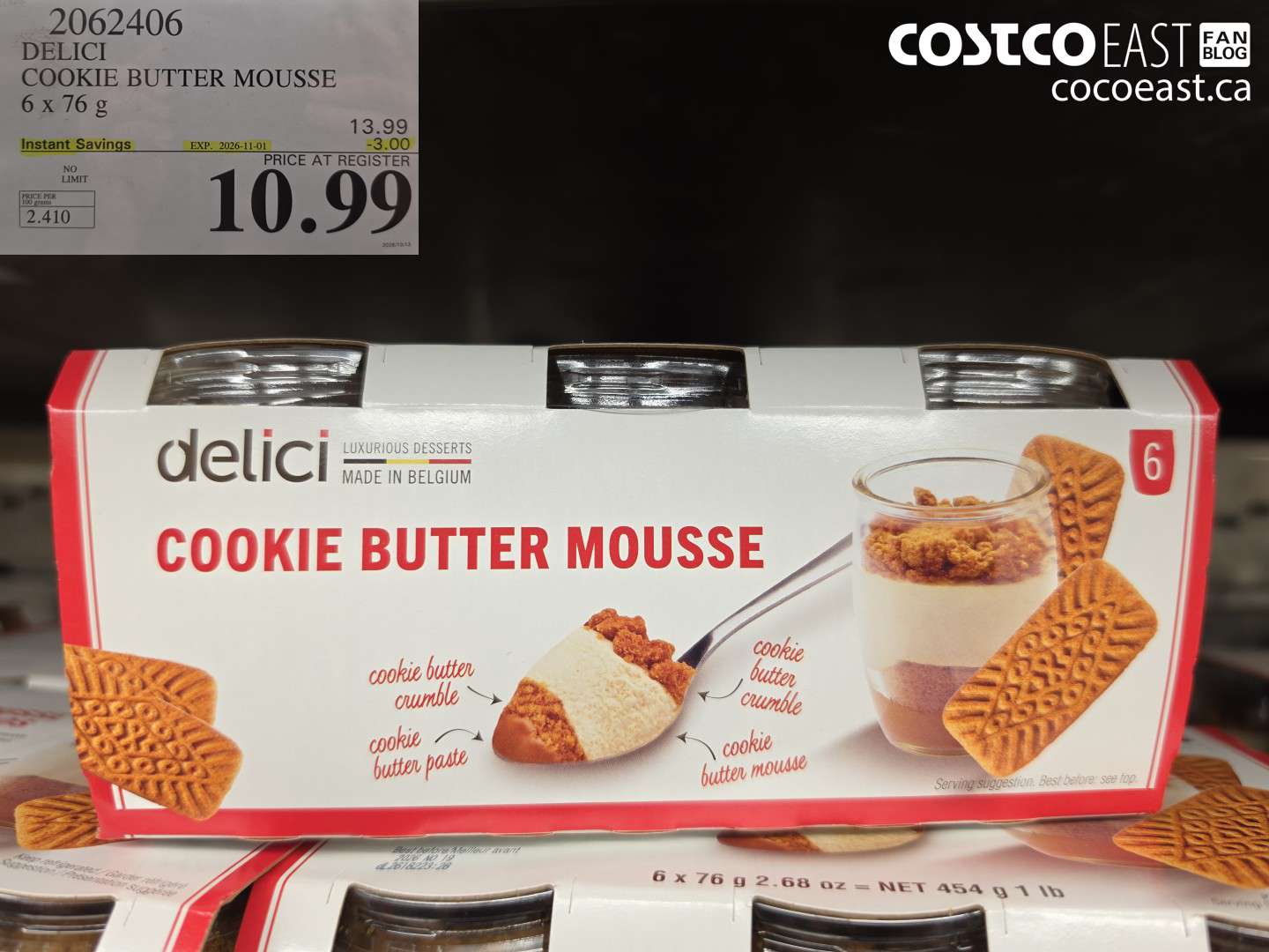 2062406 DELICI COOKIE BUTTER MOUSSE 6 X 76 G ($3.00 INSTANT SAVINGS EXPIRES ON 2026-11-01) $10.99