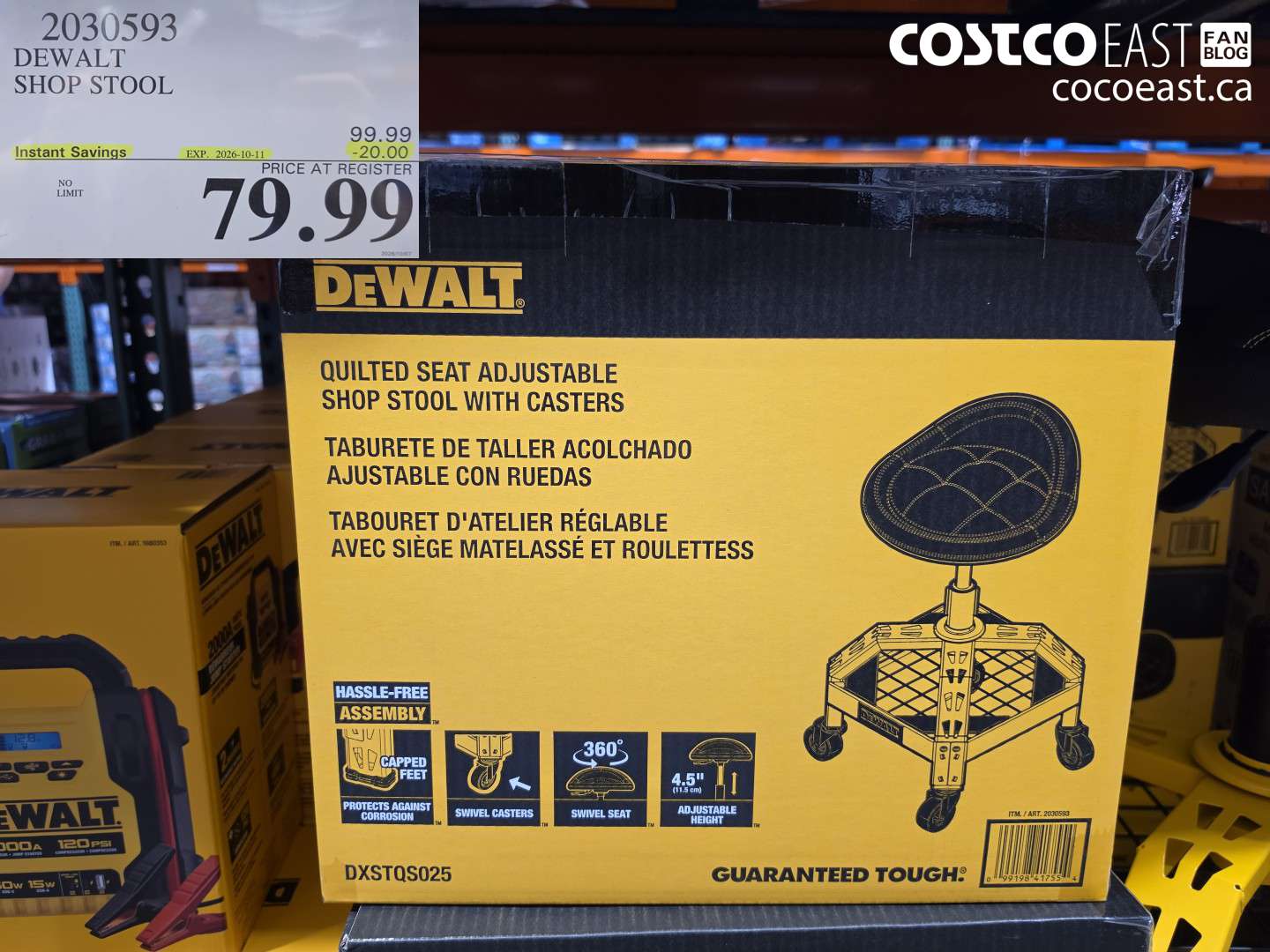 2030593 DEWALT SHOP STOOL ($20.00 INSTANT SAVINGS EXPIRES ON 2026-10-11) $79.99