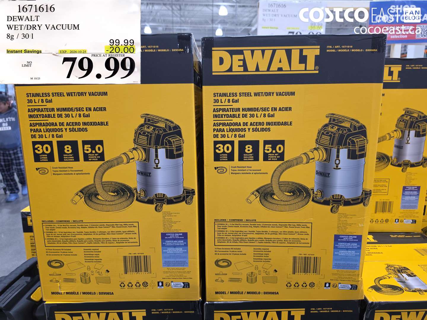1671616 DEWALT WET/DRY VACUUM 8G / 30 L ($20.00 INSTANT SAVINGS EXPIRES ON 2026-10-25) $79.99