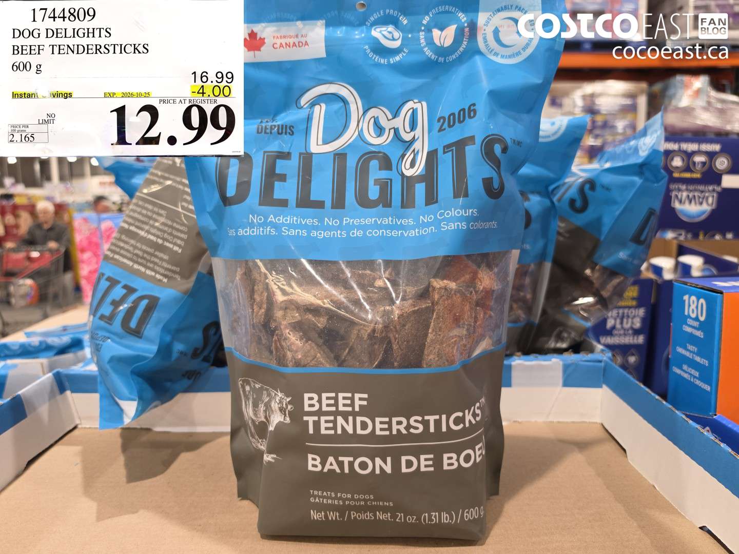 1744809 DOG DELIGHTS BEEF TENDERSTICKS 600 G ($4.00 INSTANT SAVINGS EXPIRES ON 2026-10-25) $12.99