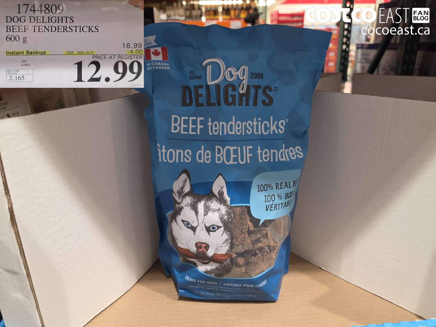 1744809 DOG DELIGHTS BEEF TENDERSTICKS 600 G ($4.00 INSTANT SAVINGS EXPIRES ON 2026-10-25) $12.99
