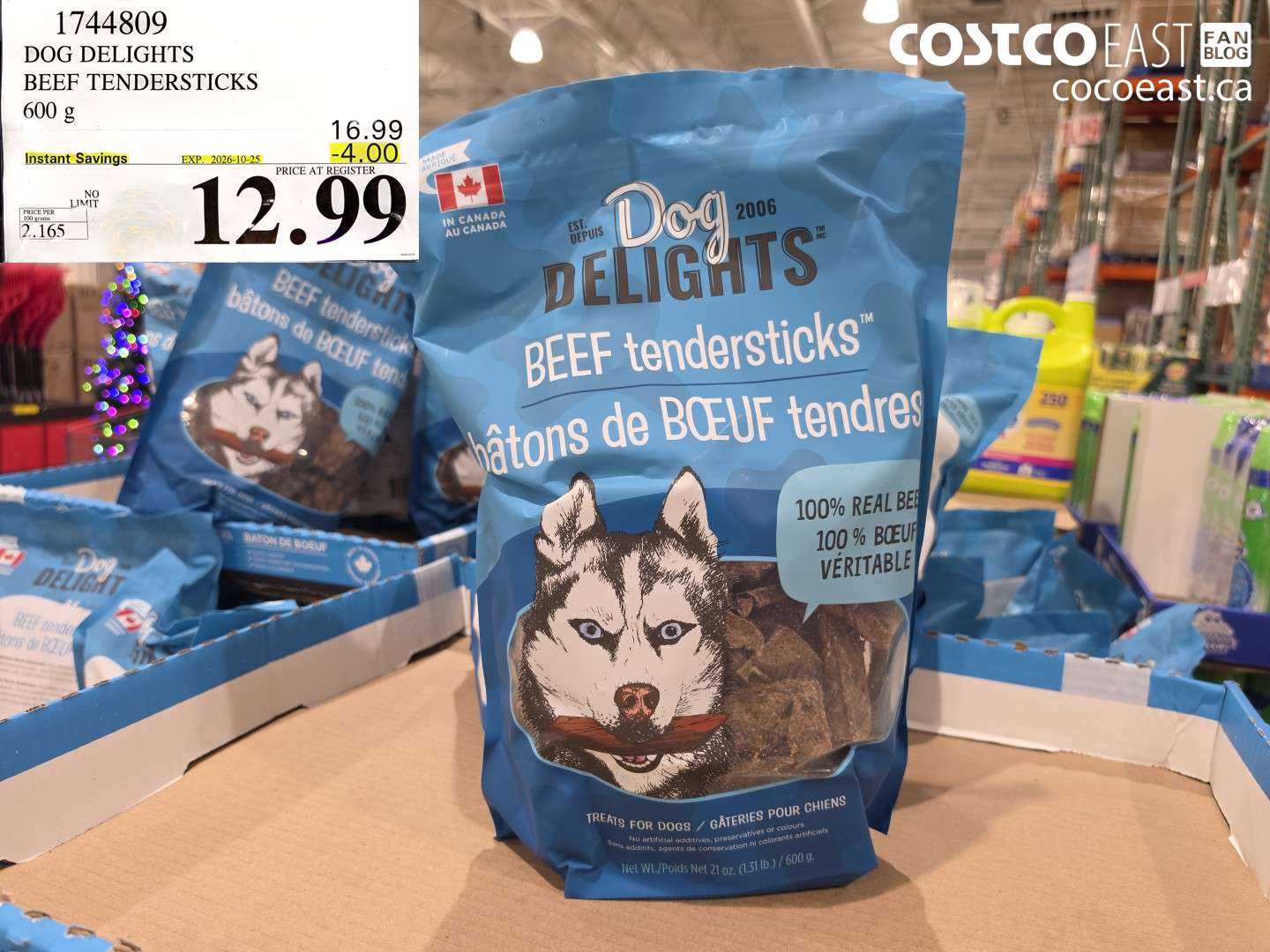 1744809 DOG DELIGHTS BEEF TENDERSTICKS 600 G ($4.00 INSTANT SAVINGS EXPIRES ON 2026-10-25) $12.99