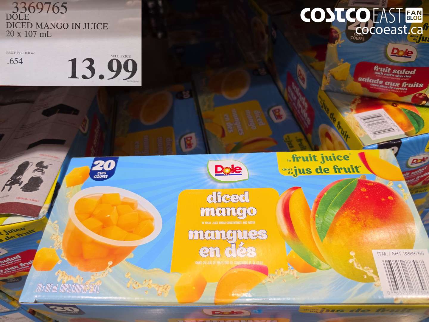 3369765 DOLE DICED MANGO IN JUICE 20 X 107 ML $13.99