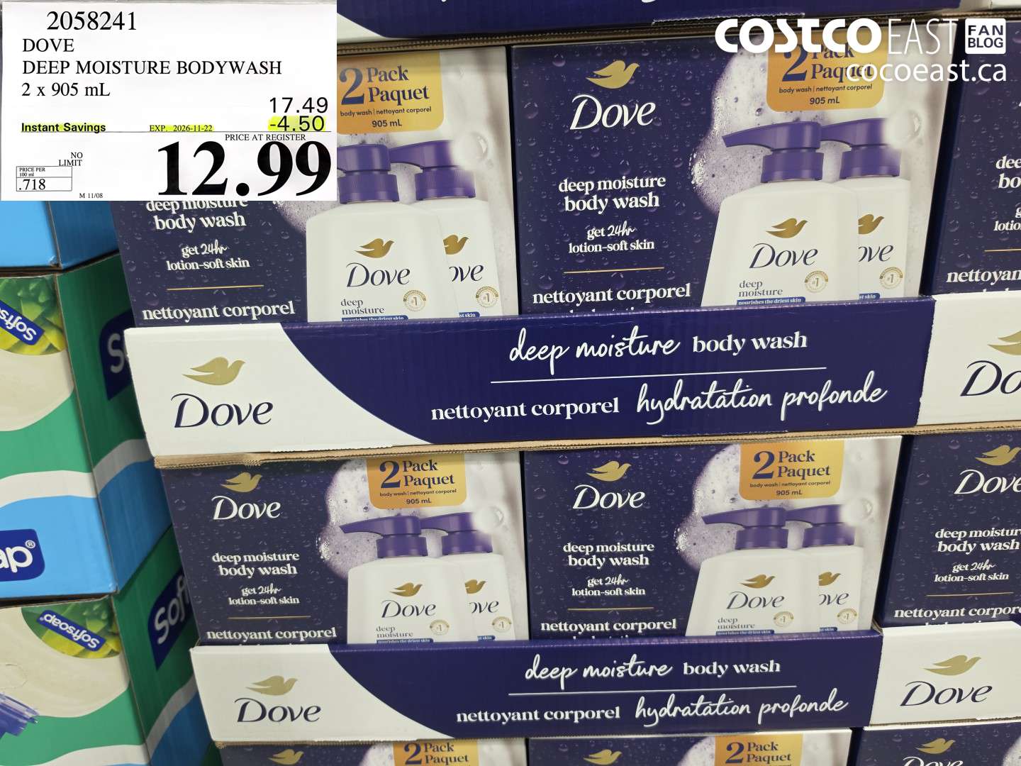 2058241 DOVE DEEP MOISTURE BODYWASH 2 X 905 ML ($4.50 INSTANT SAVINGS EXPIRES ON 2026-11-22) $12.99