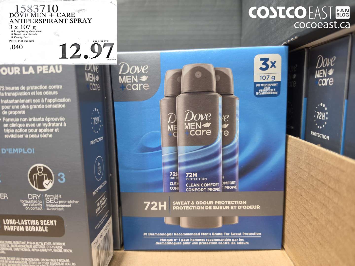 1583710 DOVE MEN + CARE ANTIPERSPIRANT SPRAY 3 X 107 G $12.97