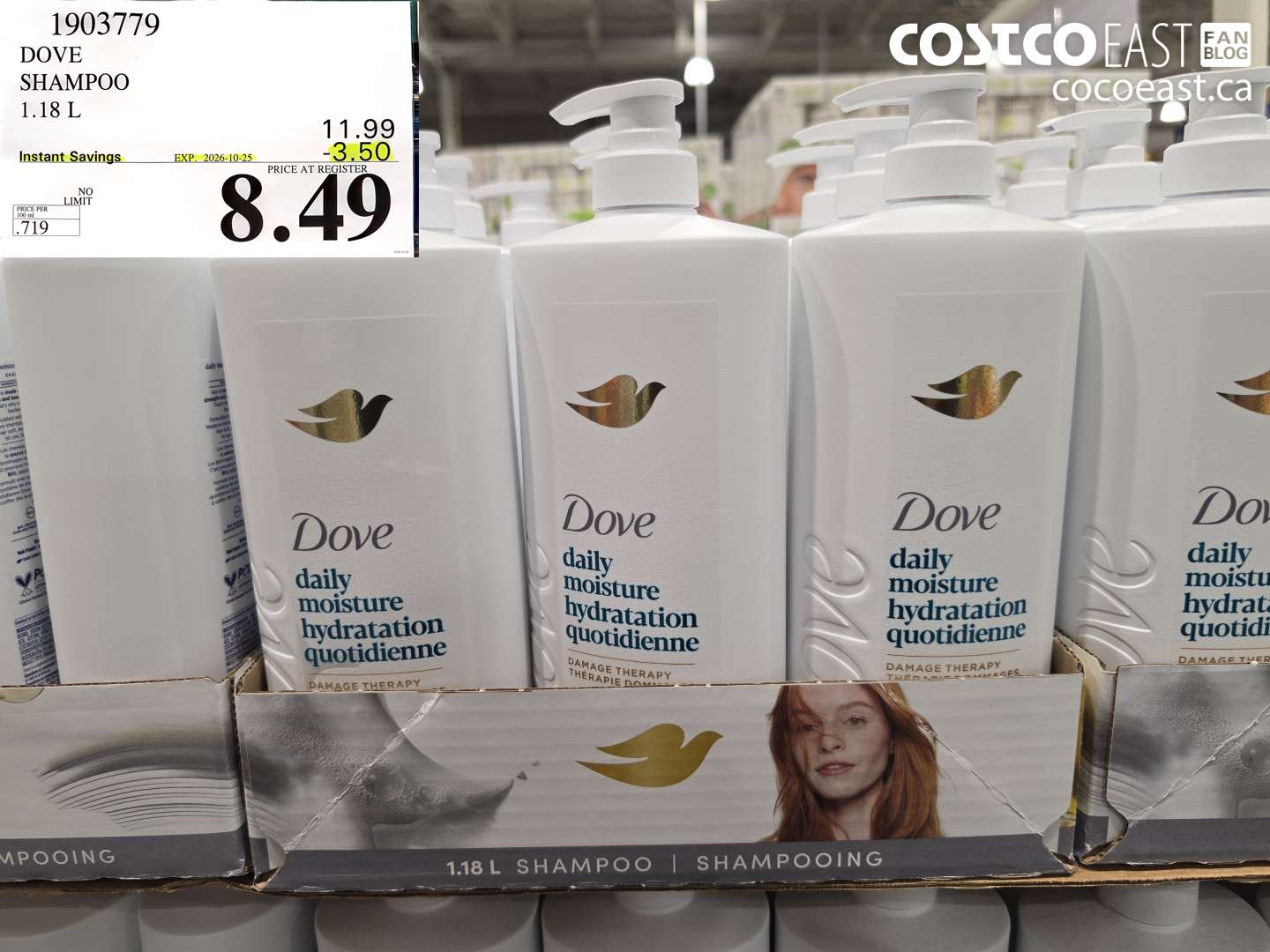 1903779 DOVE SHAMPOO 1.18 L ($3.50 INSTANT SAVINGS EXPIRES ON 2026-10-25) $8.49