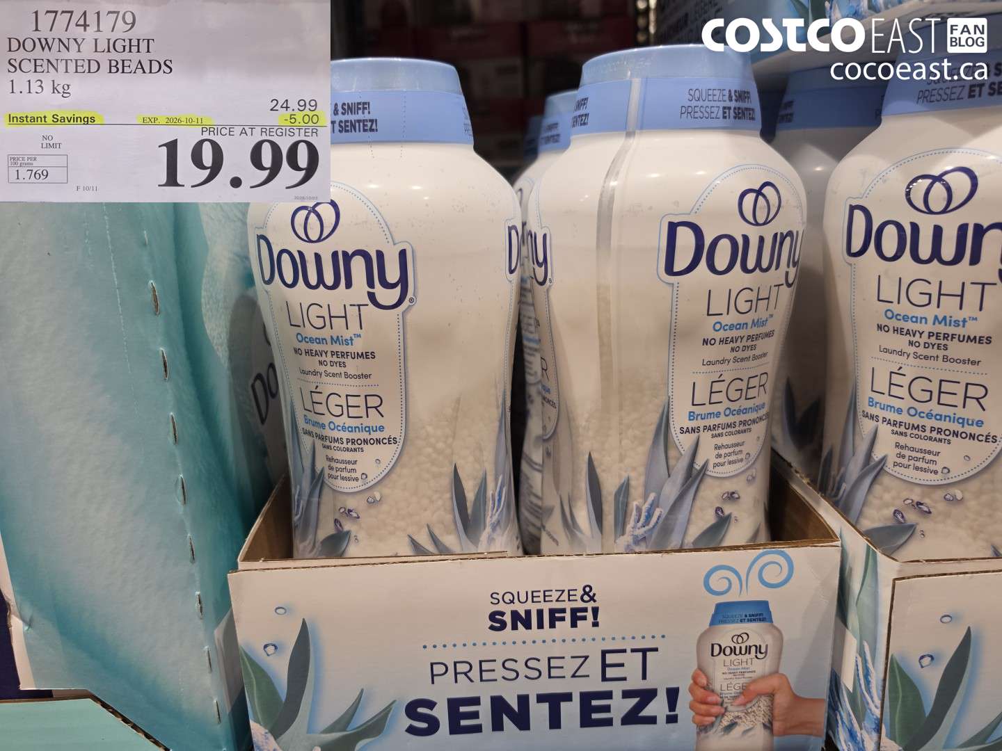 1774179 DOWNY LIGHT SCENTED BEADS 1.13 KG ($5.00 INSTANT SAVINGS EXPIRES ON 2026-10-11) $19.99