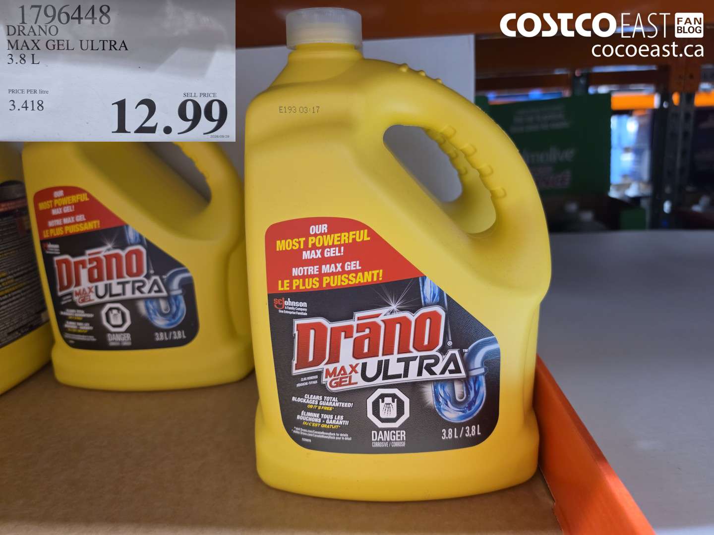 1796448 DRANO MAX GEL ULTRA 3.8 L $12.99