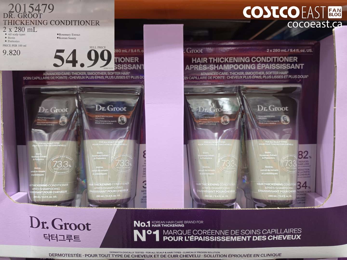 2015479 DR. GROOT THICKENING CONDITIONER 2 X 280 ML $54.99