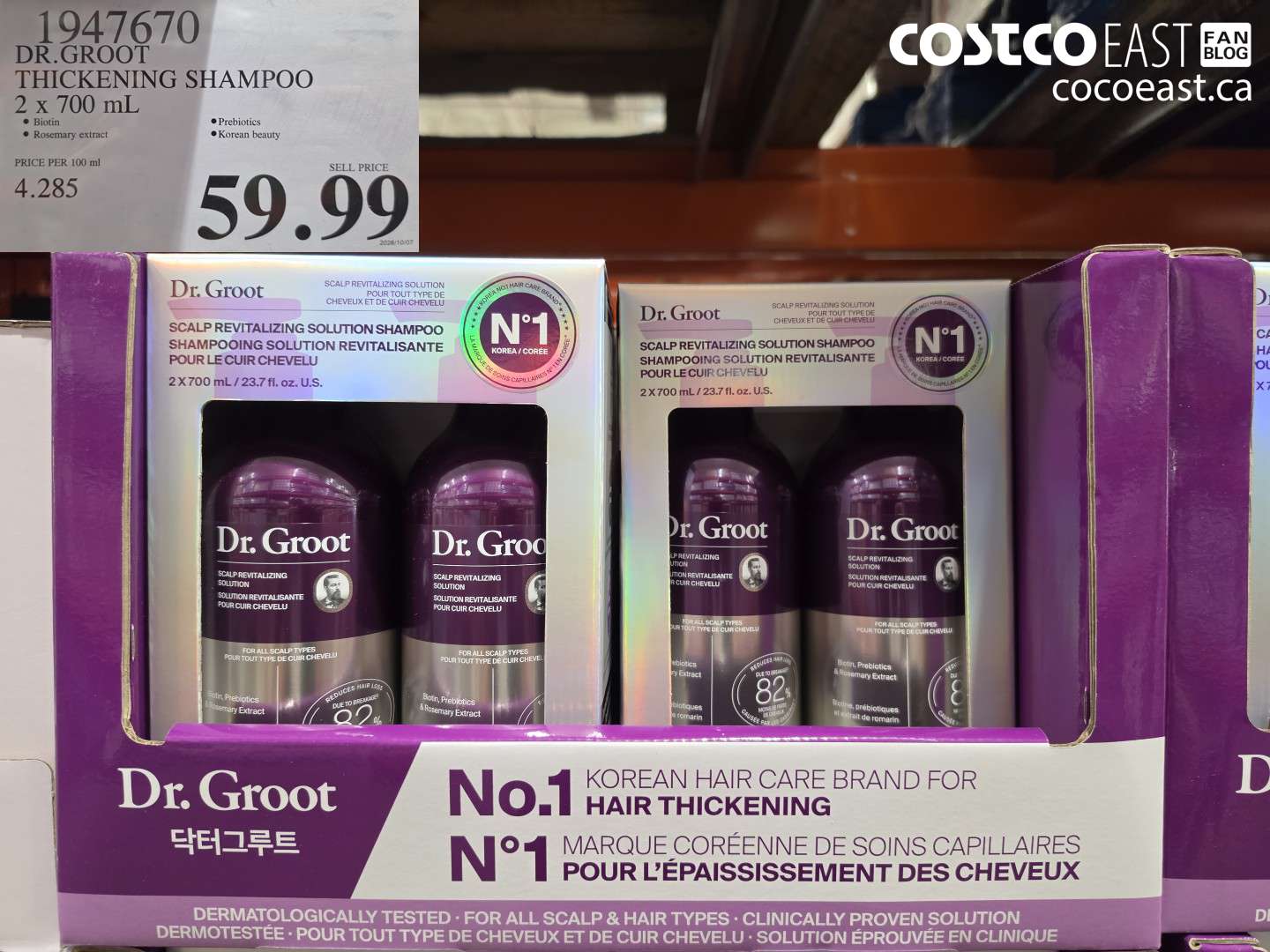 1947670 DR. GROOT THICKENING SHAMPOO 2 X 700 ML $59.99