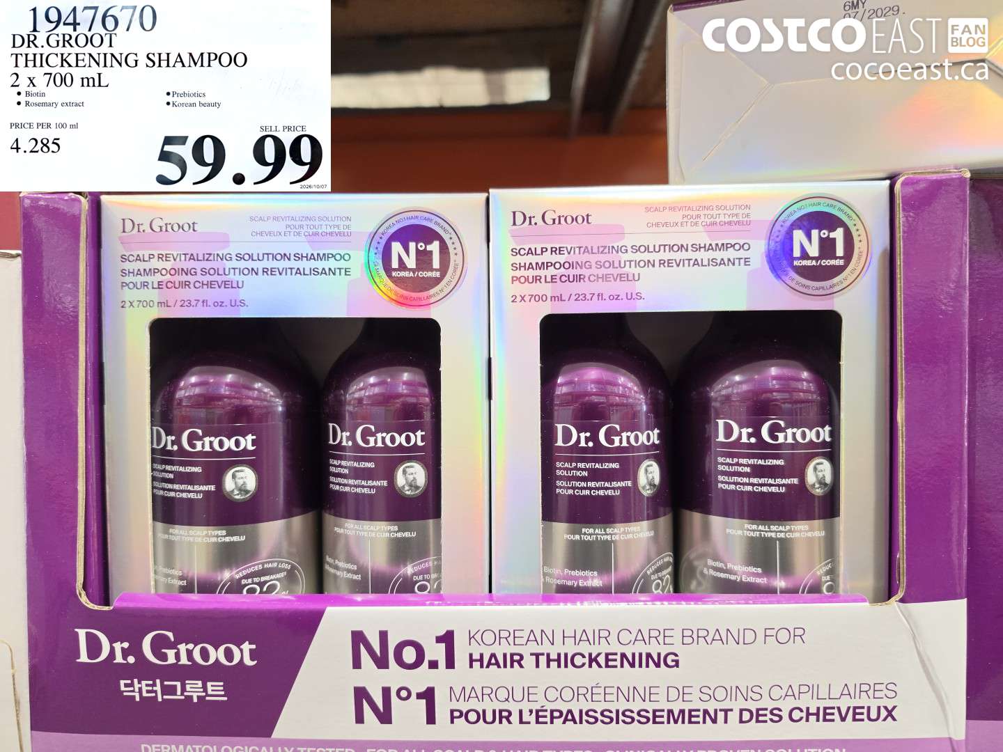 1947670 DR. GROOT THICKENING SHAMPOO 2 X 700 ML $59.99