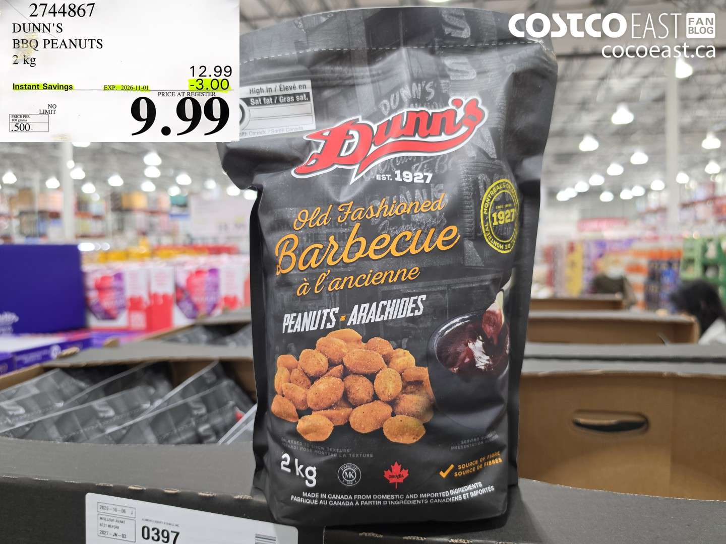 2744867 DUNN'S BBQ PEANUTS 2 KG ($3.00 INSTANT SAVINGS EXPIRES ON 2026-11-01) $9.99