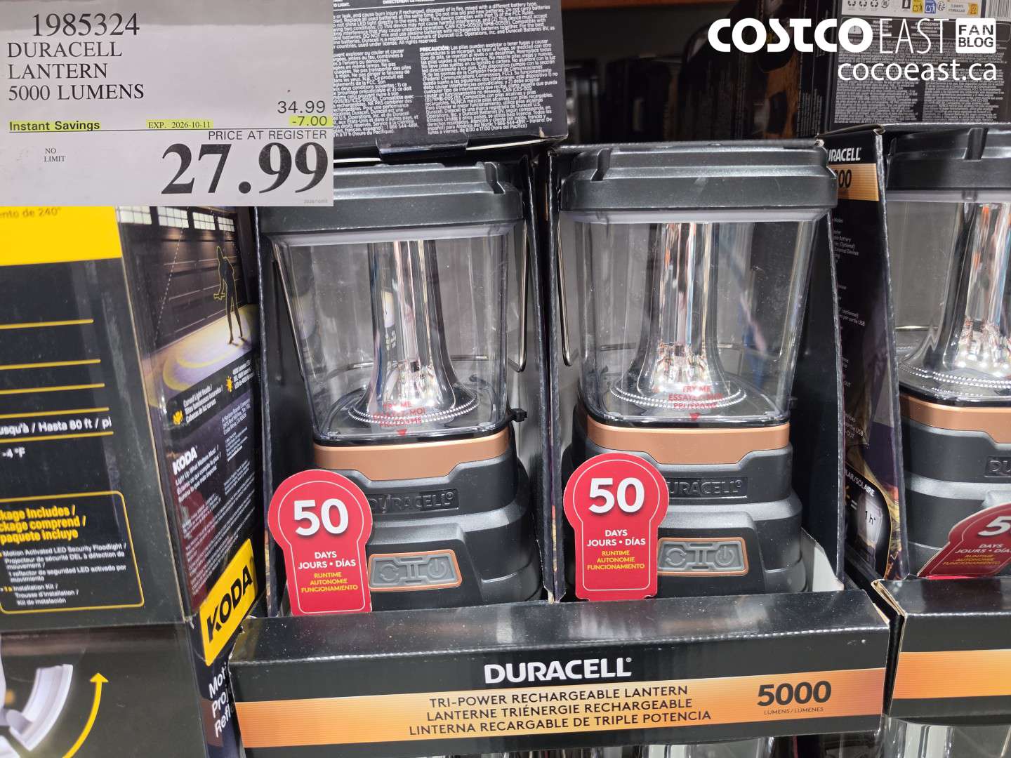 1985324 DURACELL LANTERN 5000 LUMENS ($7.00 INSTANT SAVINGS EXPIRES ON 2026-10-11) $27.99