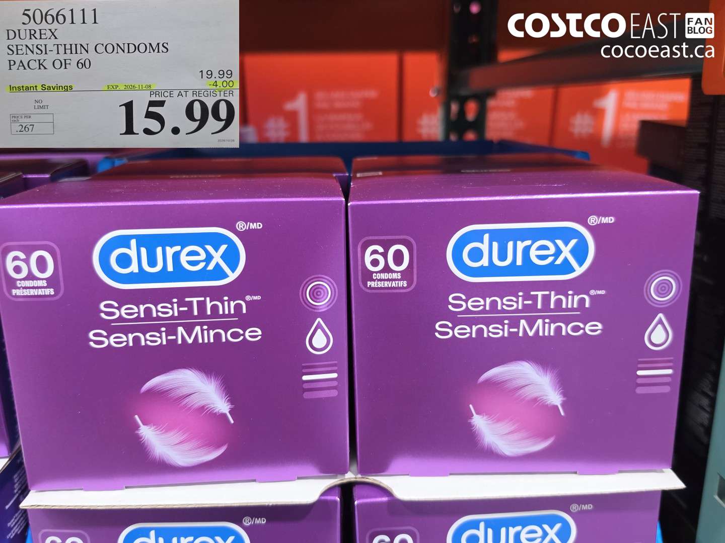 5066111 DUREX SENSI-THIN CONDOMS PACK OF 60 ($4.00 INSTANT SAVINGS EXPIRES ON 2026-11-08) $15.99