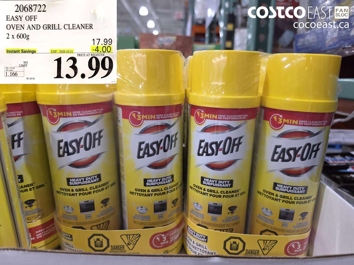 2068722 EASY OFF OVEN AND GRILL CLEANER 2 X 600G ($4.00 INSTANT SAVINGS EXPIRES ON 2026-10-11) $13.99