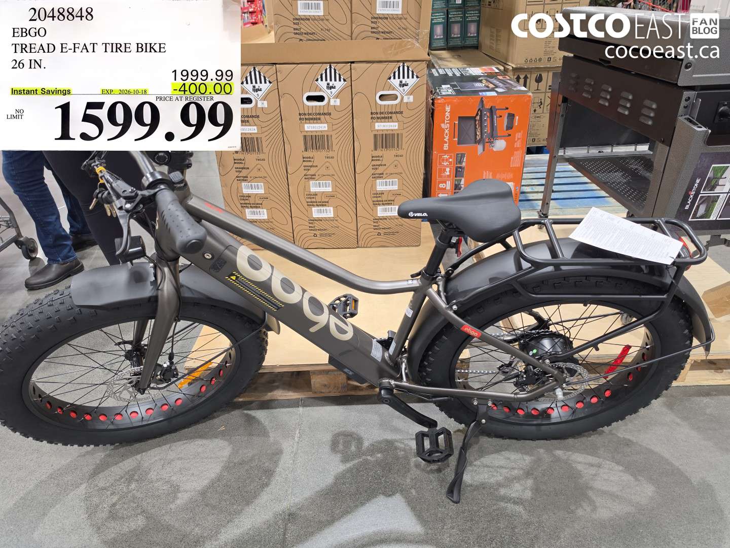 2048848 EBGO TREAD E-FAT TIRE BIKE 26 IN. ($400.00 INSTANT SAVINGS EXPIRES ON 2026-10-18) $1599.99