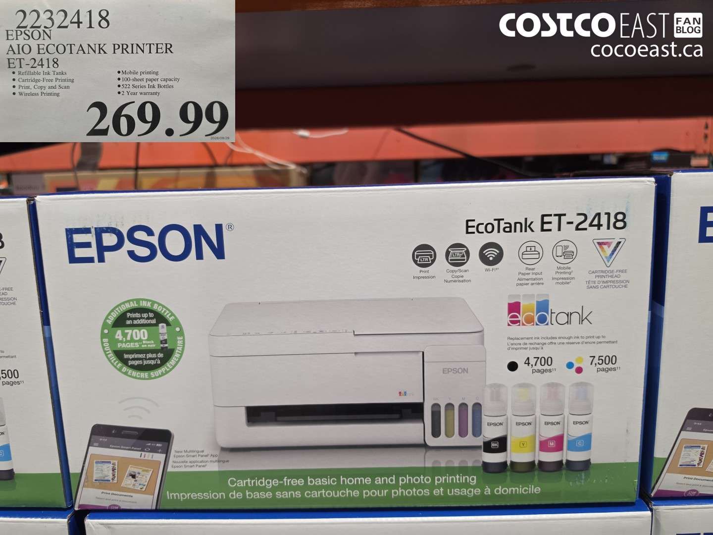 2232418 EPSON AIO ECOTANK PRINTER ET-2418 $269.99