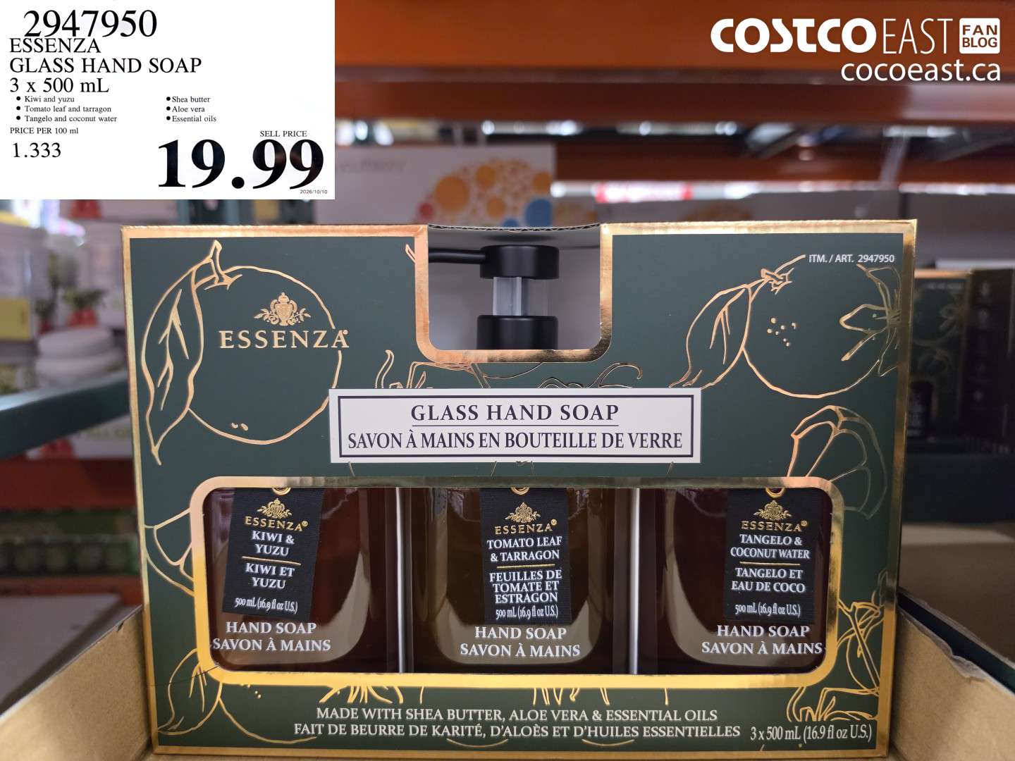 2947950 ESSENZA GLASS HAND SOAP 3 X 500 ML $19.99