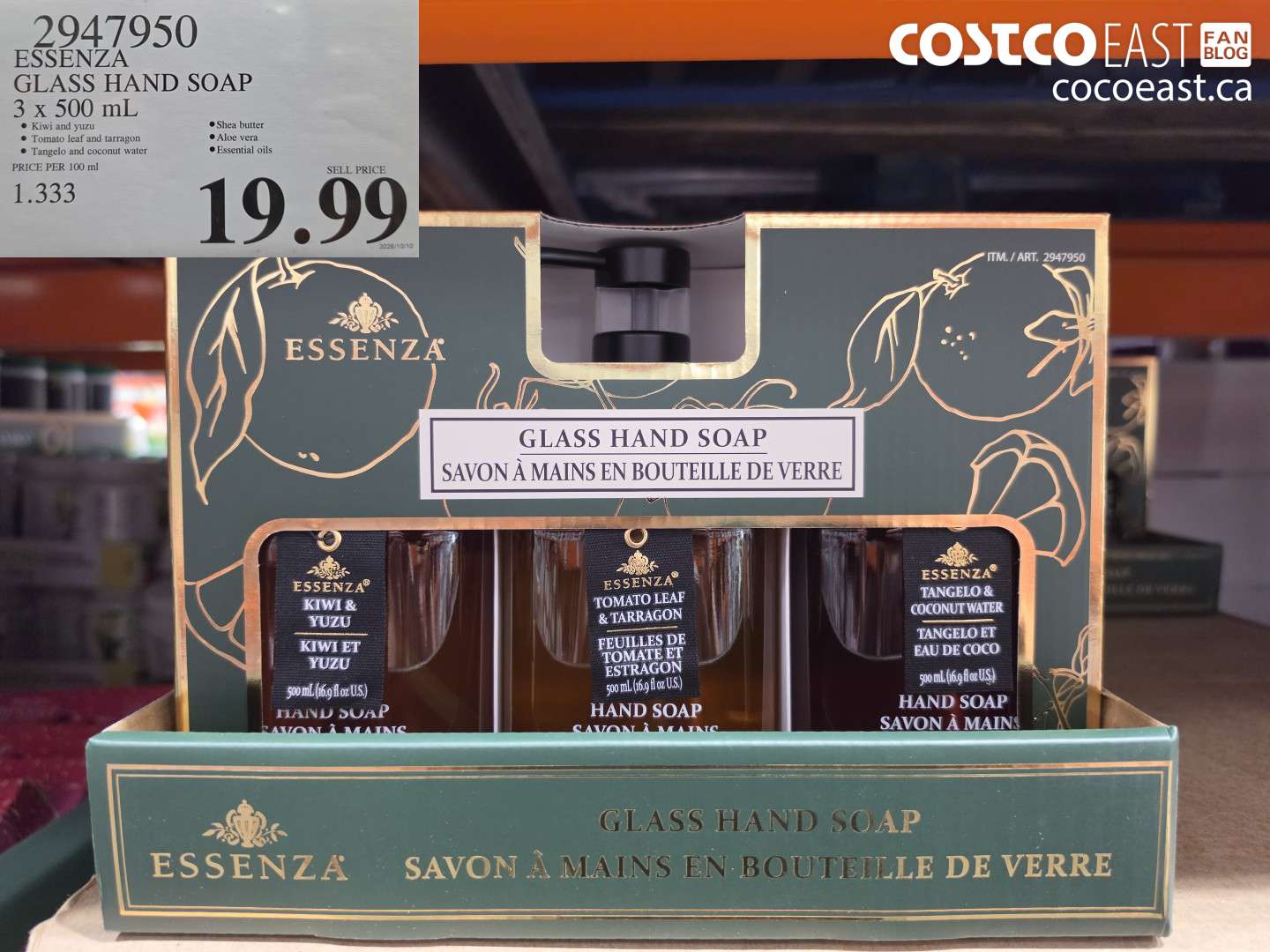 2947950 ESSENZA GLASS HAND SOAP 3 X 500 ML $19.99