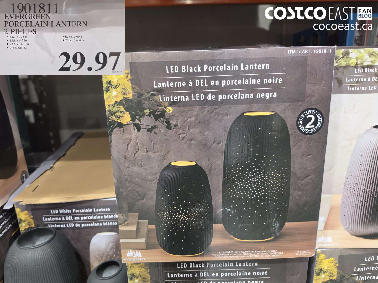 1901811 EVERGREEN PORCELAIN LANTERN 2 PIECES $29.97