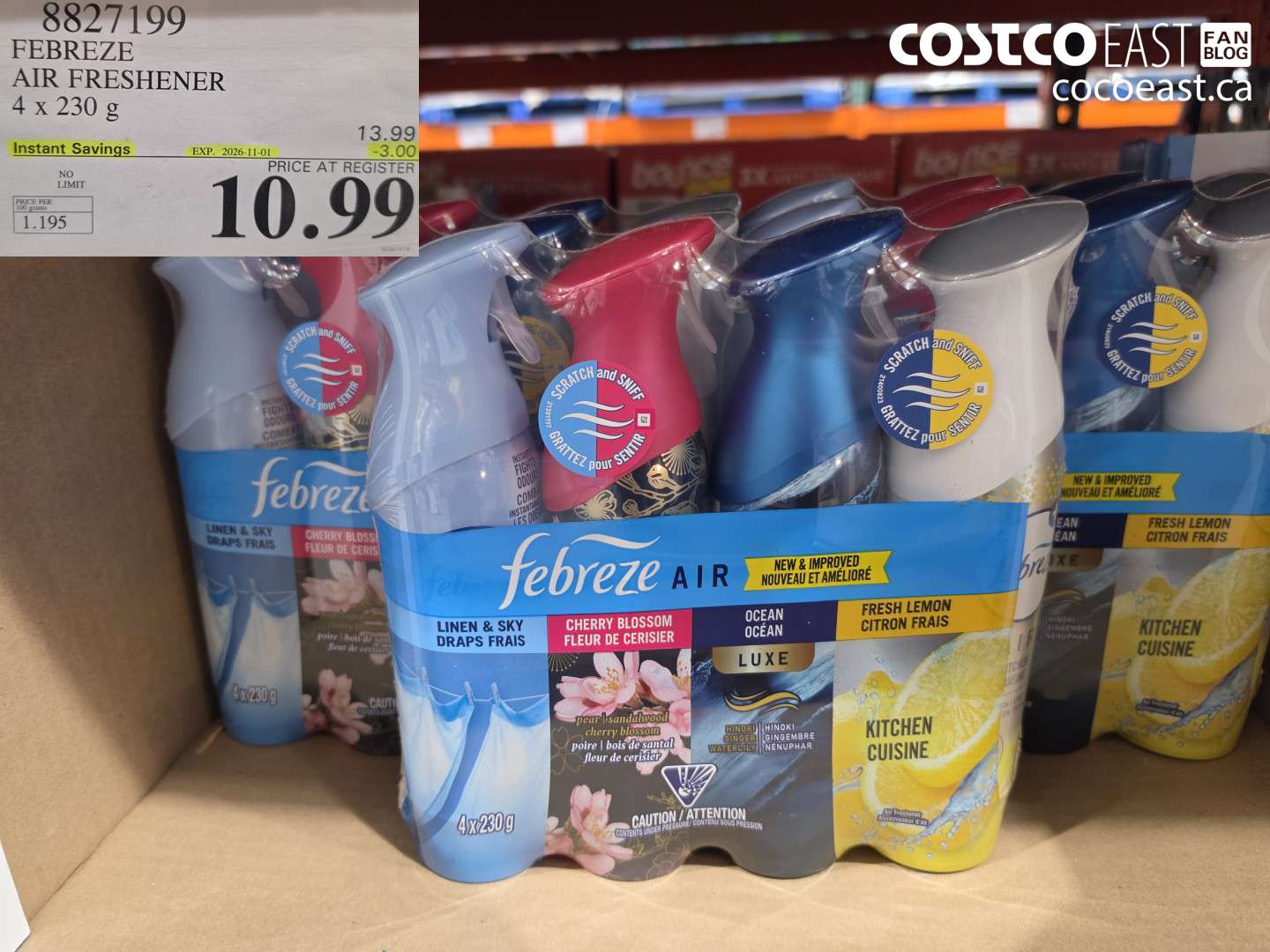 8827199 FEBREZE AIR FRESHENER 4 X 230 G ($3.00 INSTANT SAVINGS EXPIRES ON 2026-11-01) $10.99