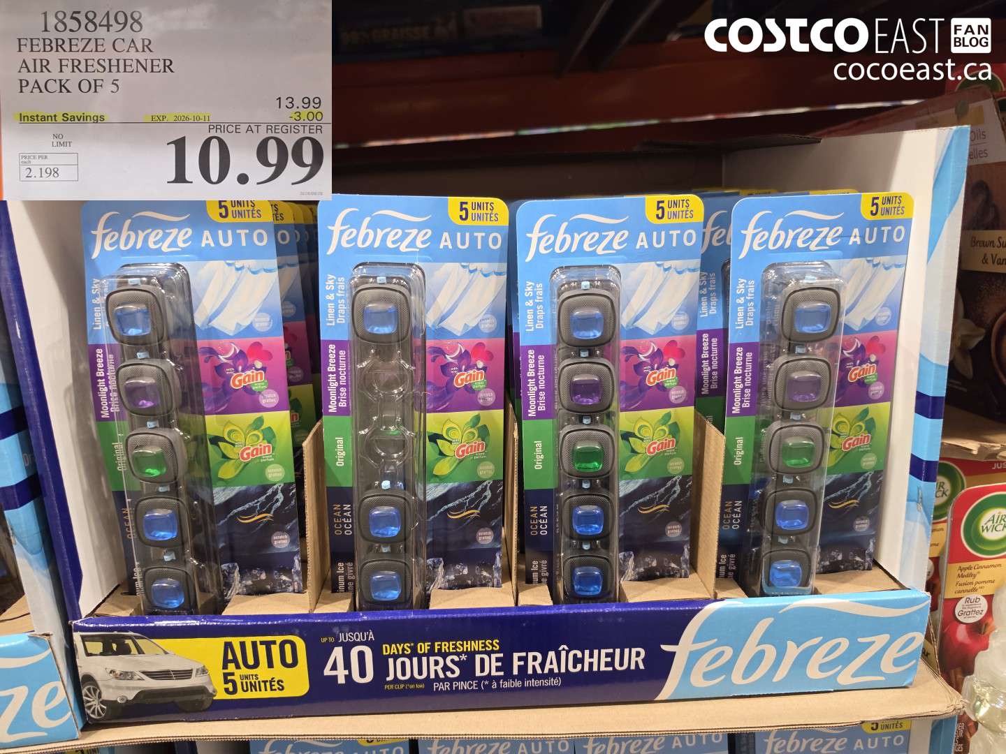 1858498 FEBREZE CAR AIR FRESHENER PACK OF 5 ($3.00 INSTANT SAVINGS EXPIRES ON 2026-10-11) $10.99