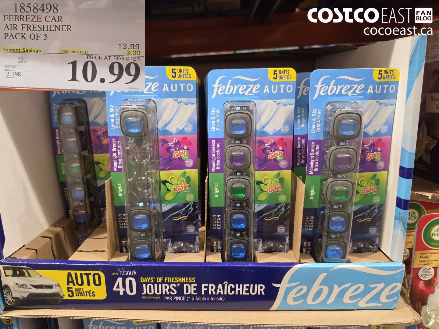 1858498 FEBREZE CAR AIR FRESHENER PACK OF 5 ($3.00 INSTANT SAVINGS EXPIRES ON 2026-10-11) $10.99