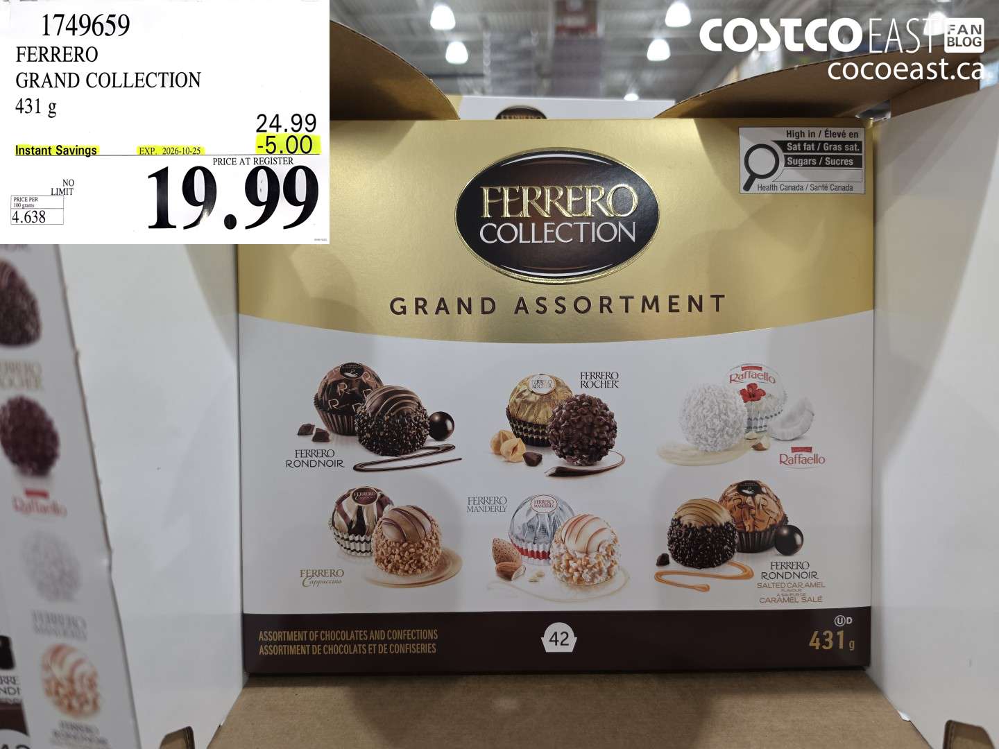 1749659 FERRERO GRAND COLLECTION 431 G ($5.00 INSTANT SAVINGS EXPIRES ON 2026-10-25) $19.99