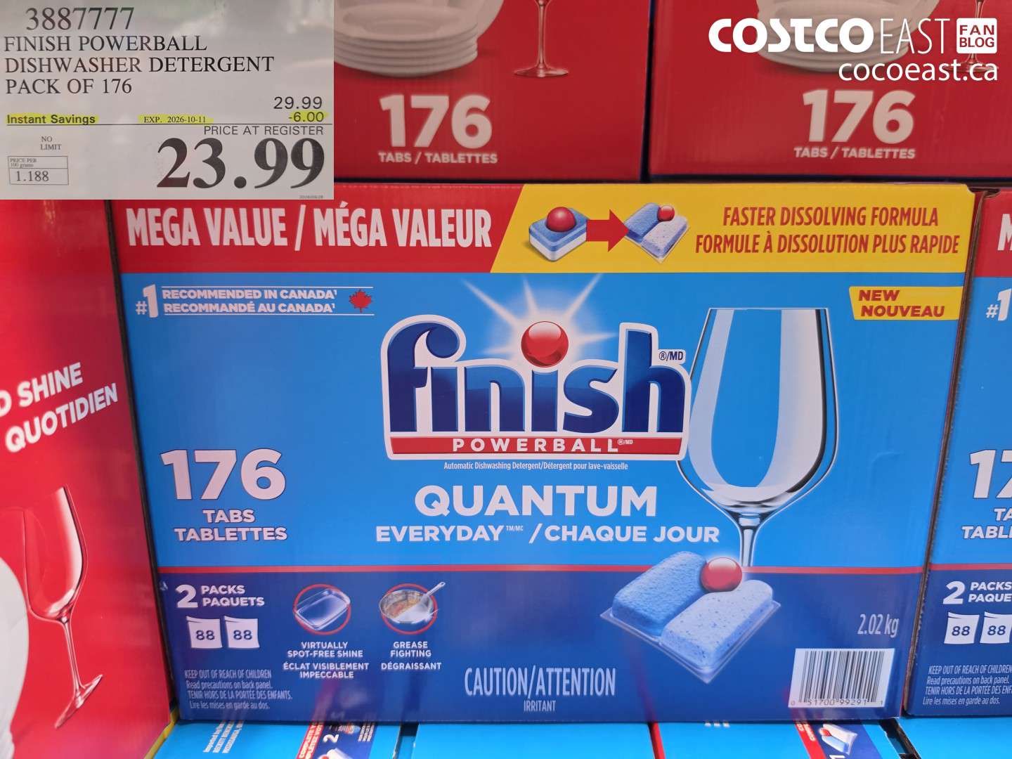 3887777 FINISH POWERBALL DISHWASHER DETERGENT PACK OF 176 ($6.00 INSTANT SAVINGS EXPIRES ON 2026-10-11) $23.99