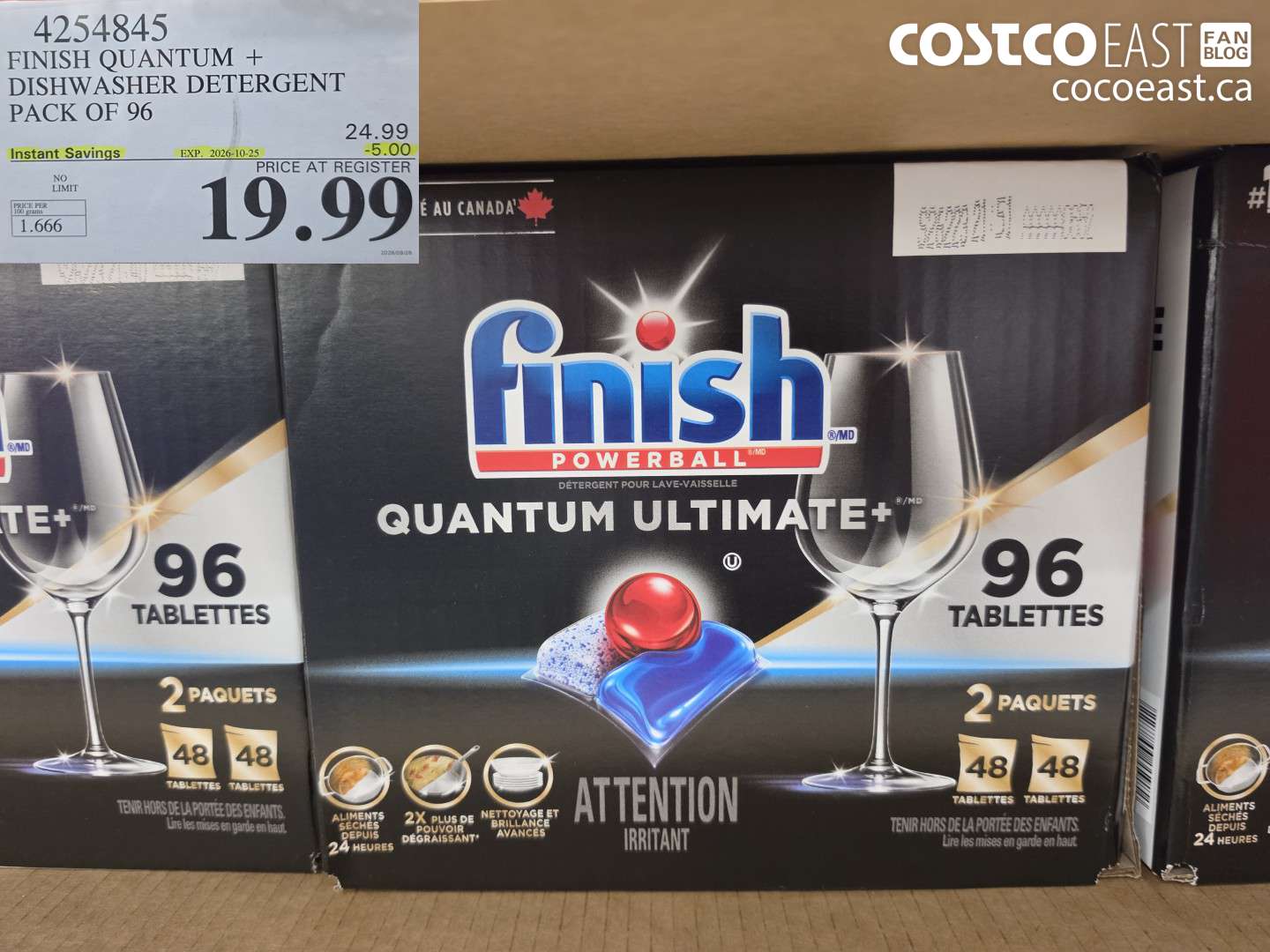 4254845 FINISH QUANTUM + DISHWASHER DETERGENT PACK OF 96 ($5.00 INSTANT SAVINGS EXPIRES ON 2026-10-25) $19.99