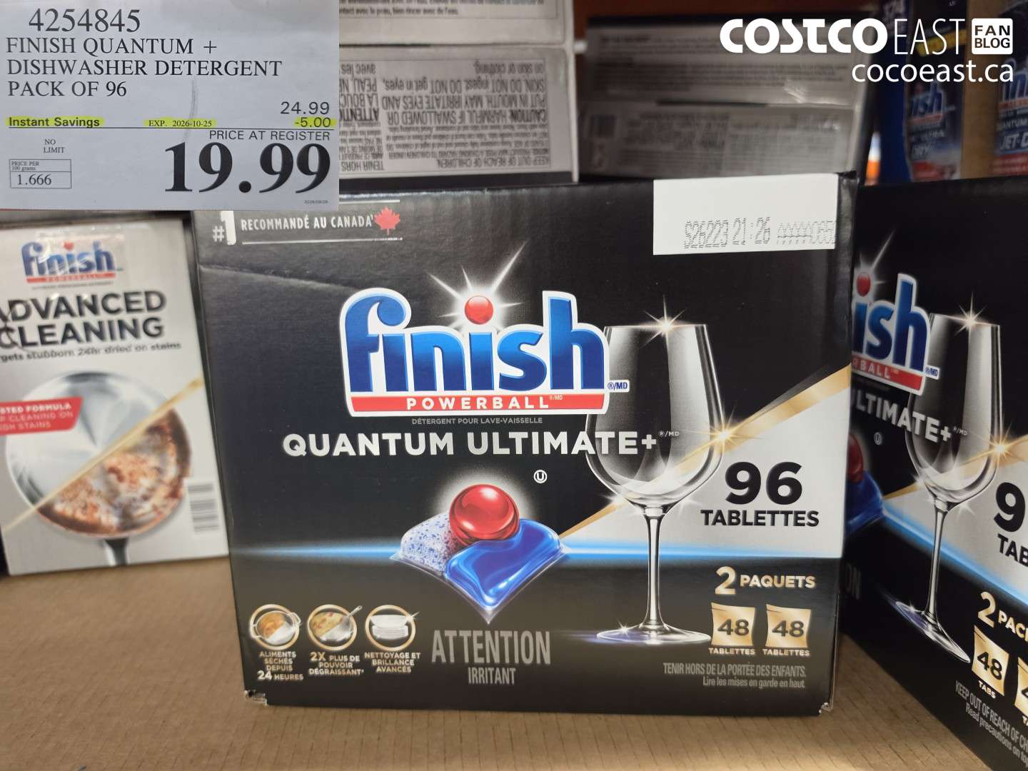4254845 FINISH QUANTUM + DISHWASHER DETERGENT PACK OF 96 ($5.00 INSTANT SAVINGS EXPIRES ON 2026-10-25) $19.99