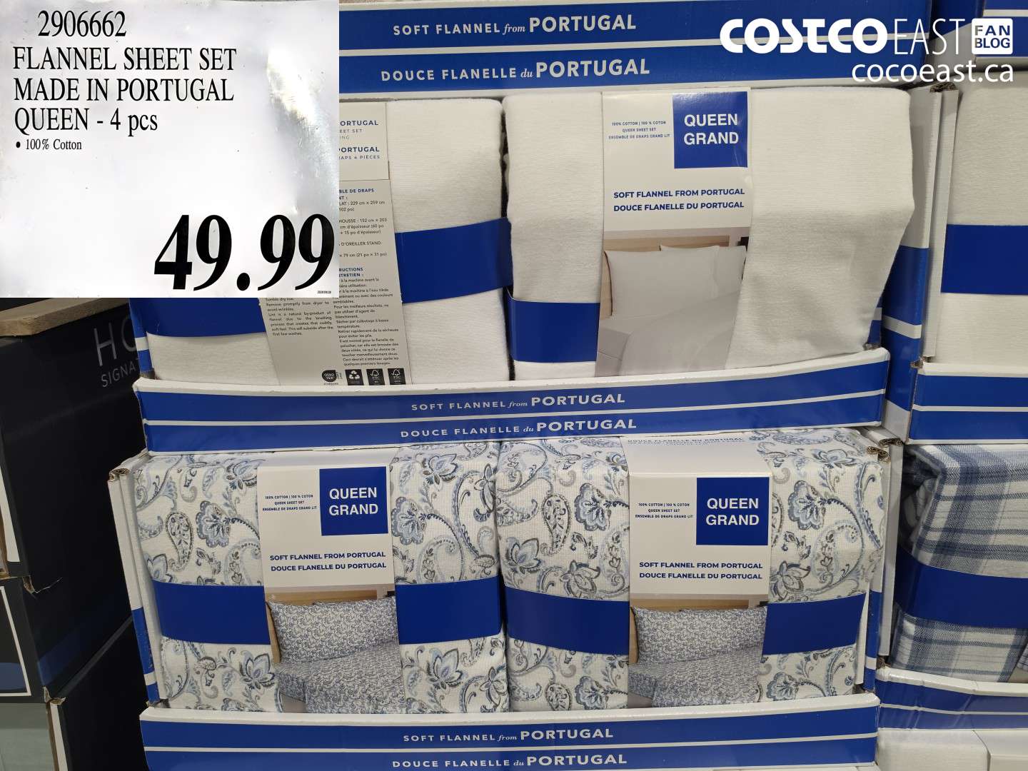 2906662 FLANNEL SHEET SET MADE IN PORTUGAL QUEEN - 4 PCS $49.99