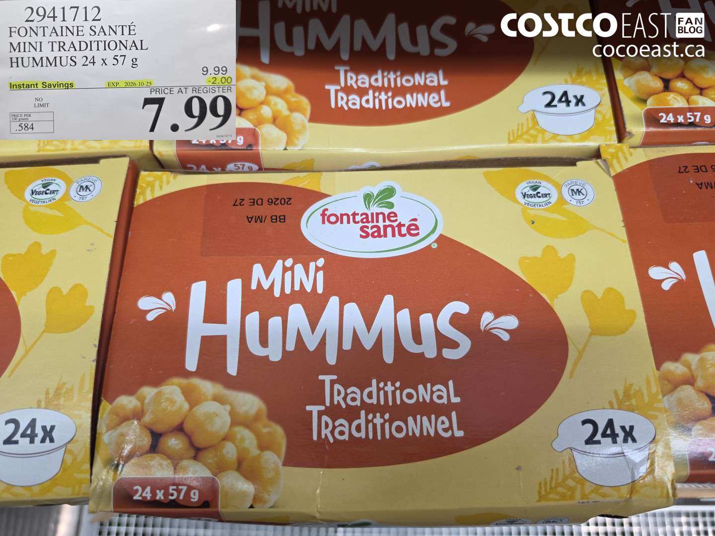 2941712 FONTAINE SANTÉ MINI TRADITIONAL HUMMUS 24 X 57 G ($2.00 INSTANT SAVINGS EXPIRES ON 2026-10-25) $7.99